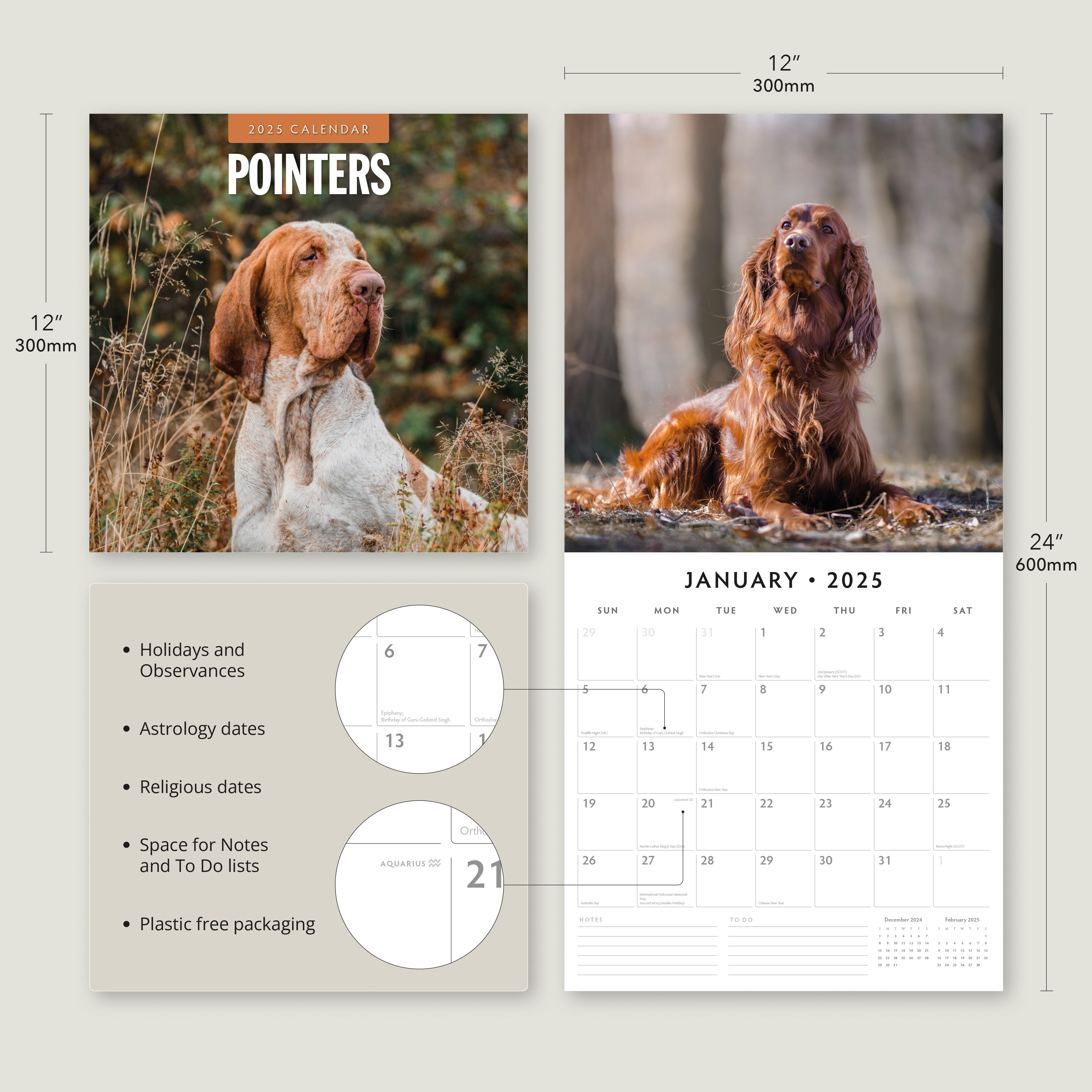 2025 Pointers - Square Wall Calendar