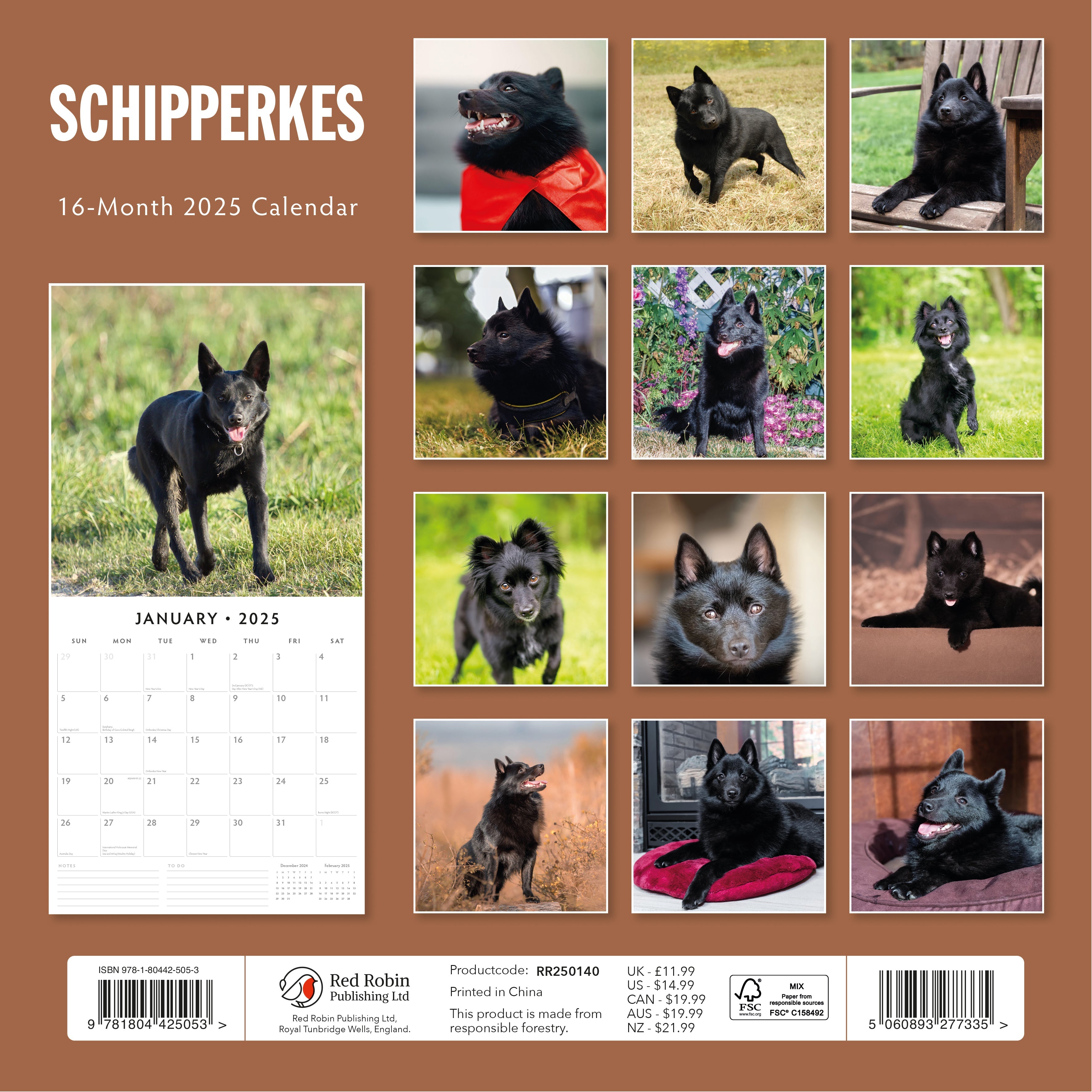 2025 Schipperkes - Square Wall Calendar