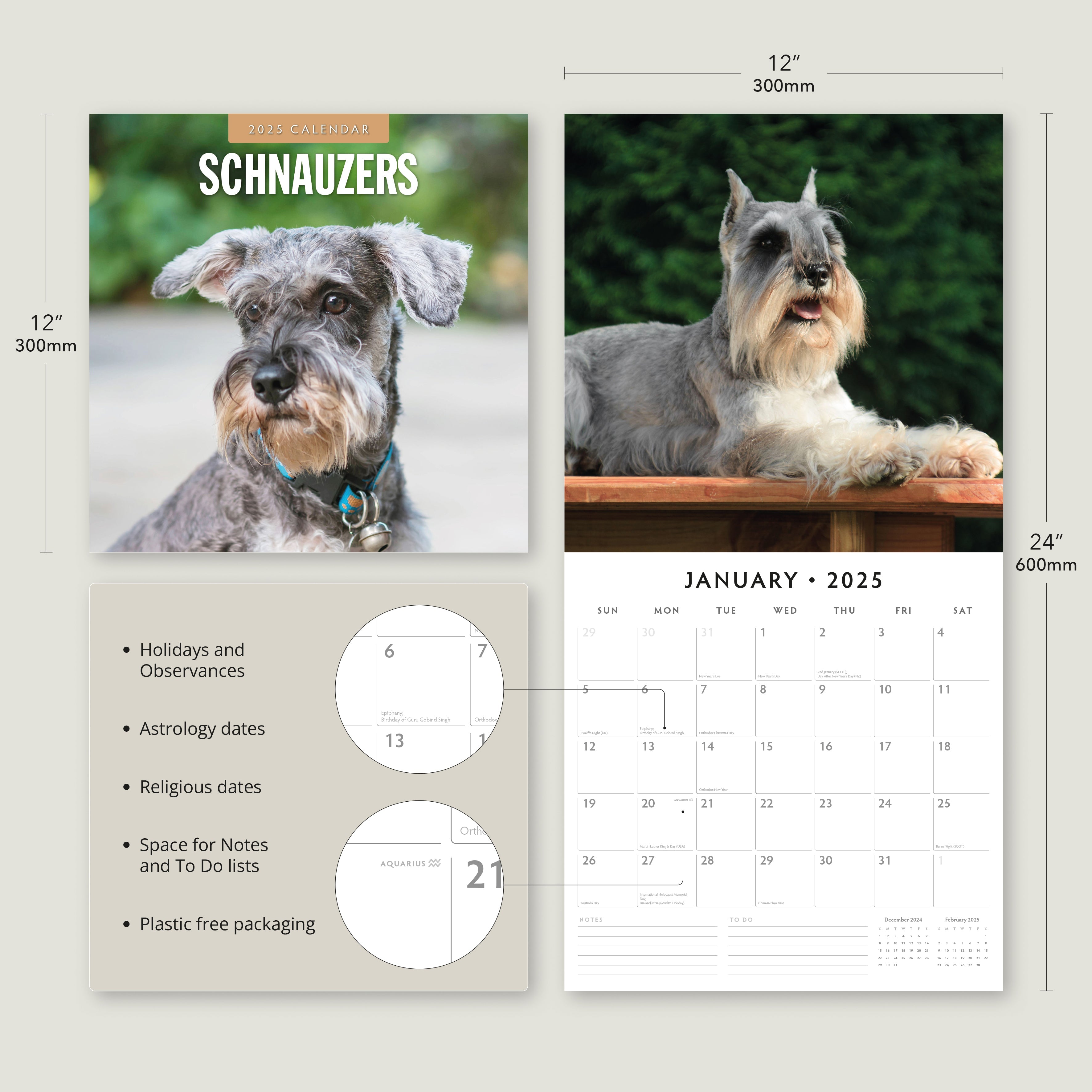 2025 Schnauzer - Square Wall Calendar