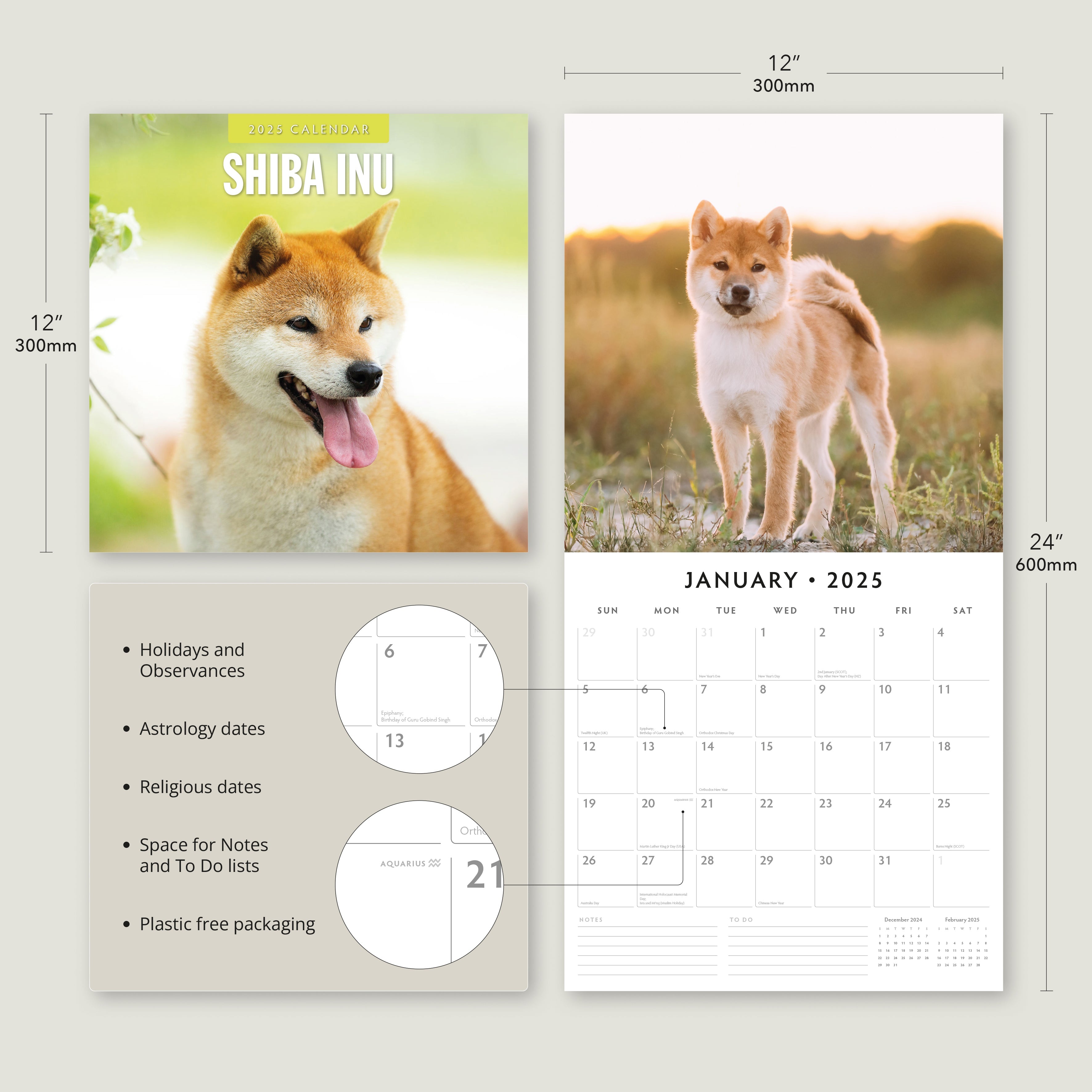 2025 Shiba Inu - Square Wall Calendar