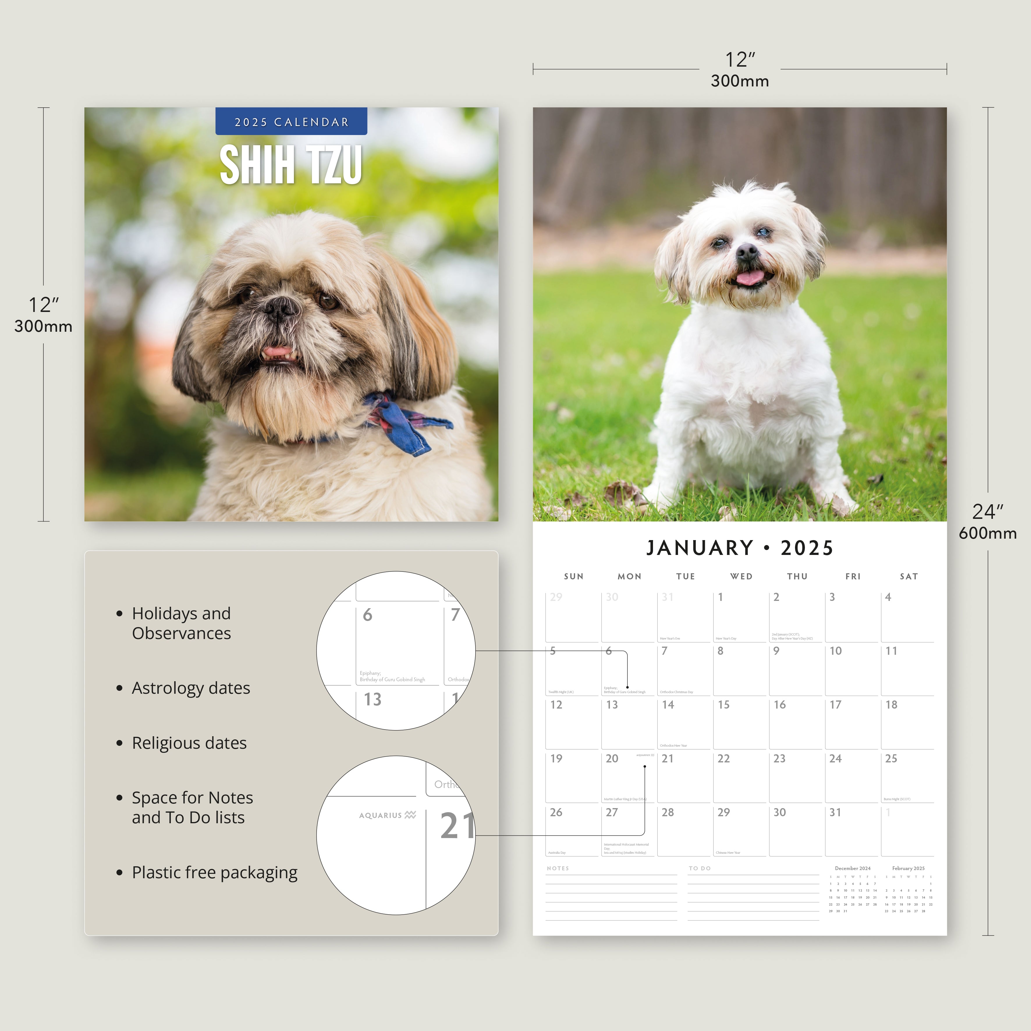 2025 Shih Tzu - Square Wall Calendar