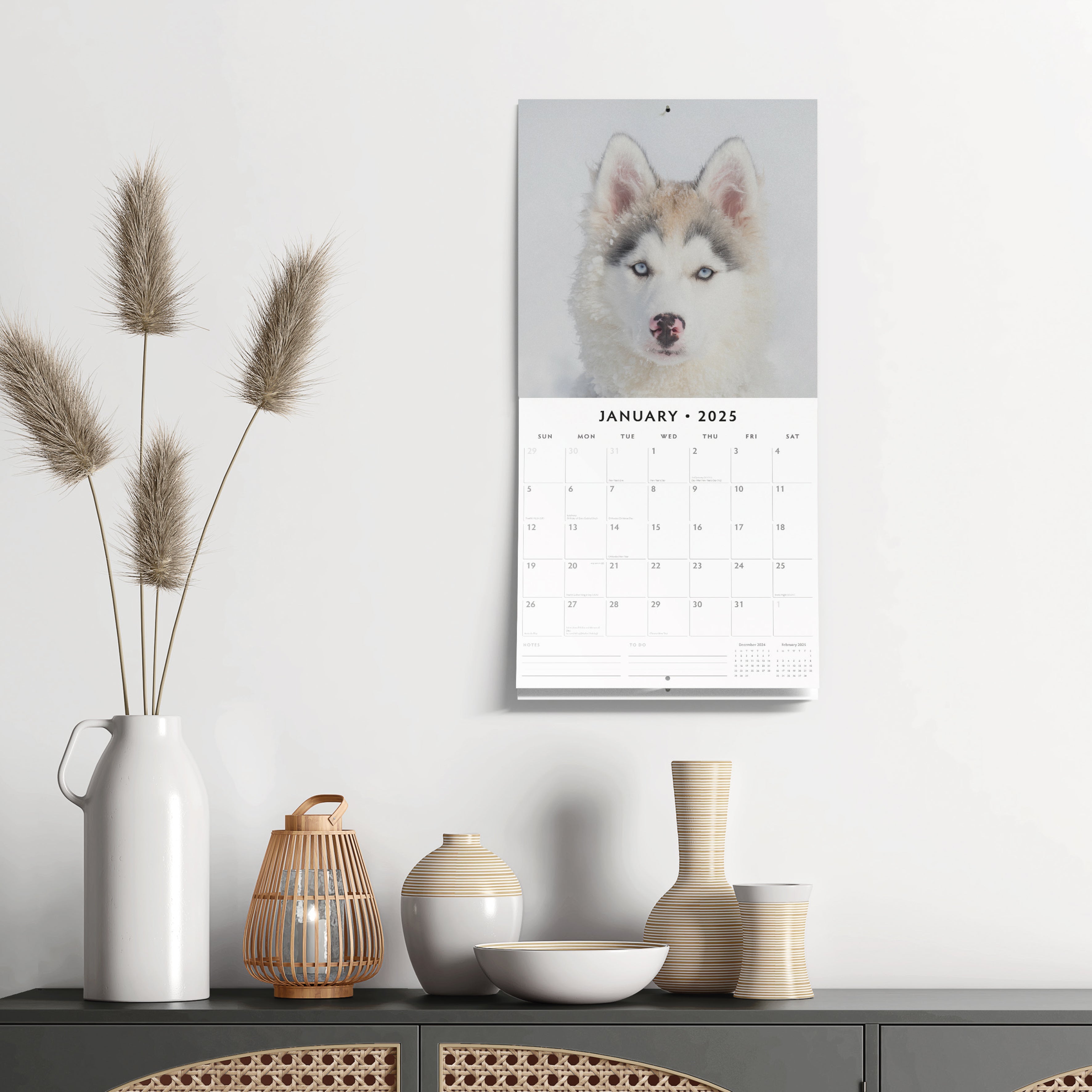 2025 Siberian Huskies - Square Wall Calendar