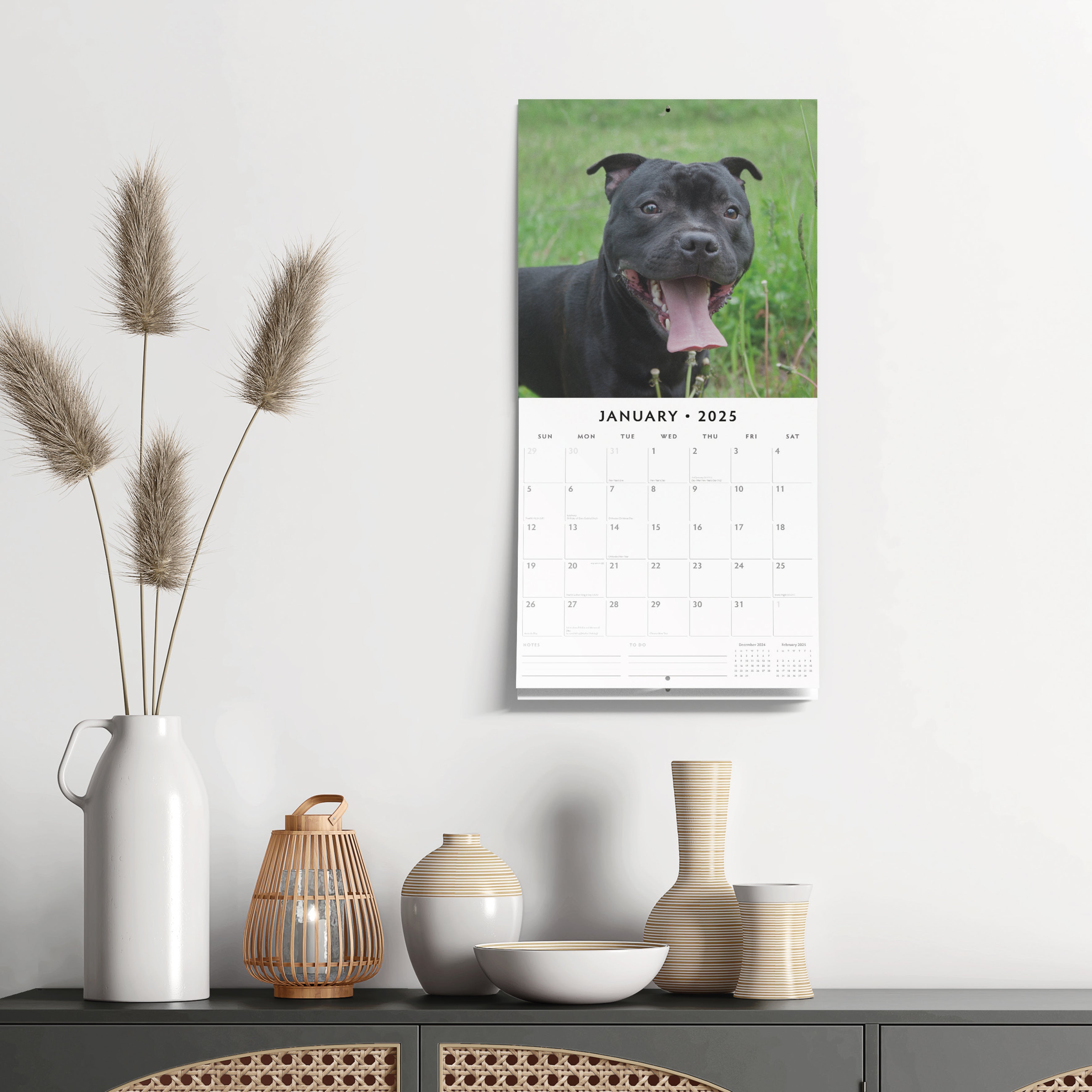 2025 Staffordshire Bull Terrier Puppies - Square Wall Calendar