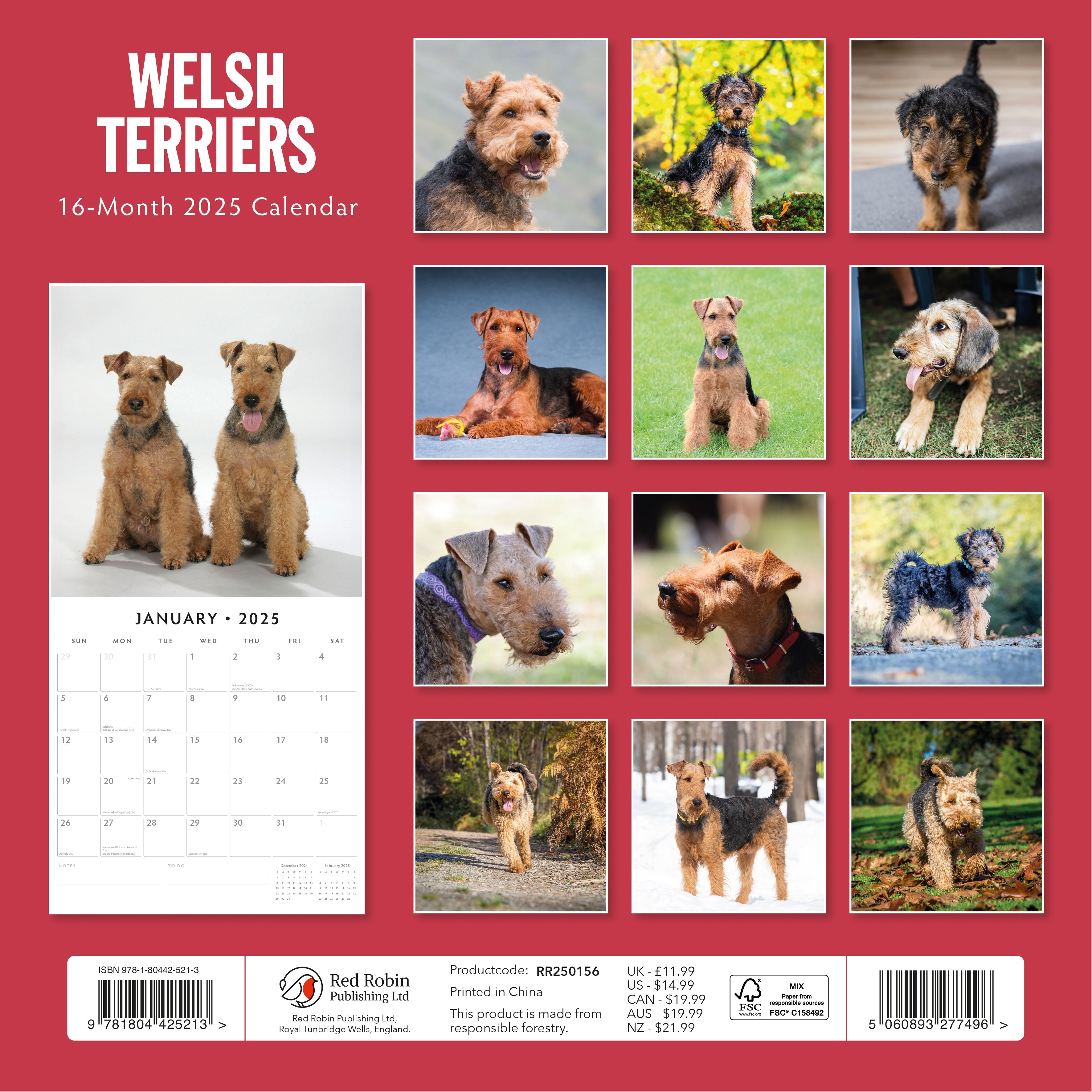 2025 Welsh Terriers - Square Wall Calendar