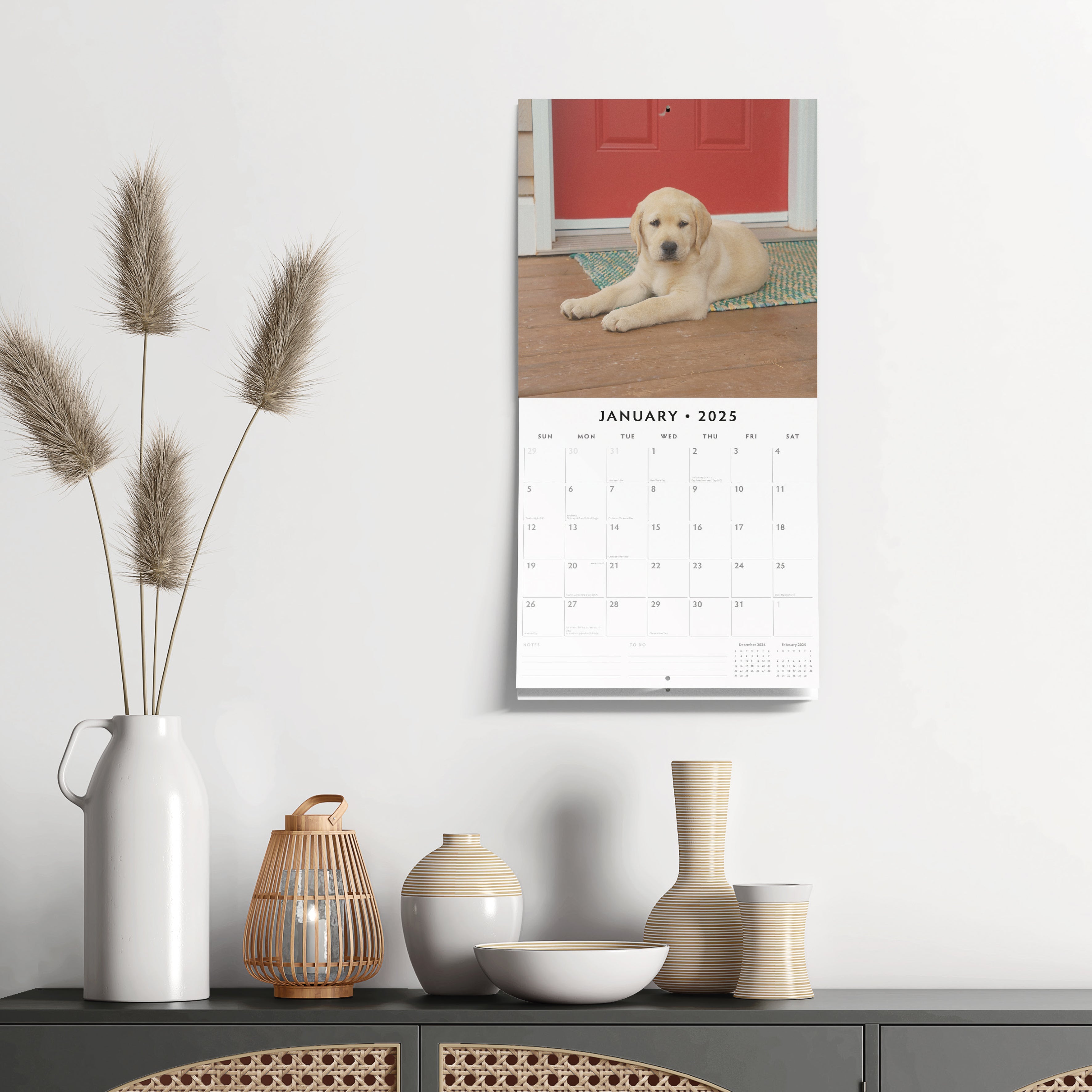 2025 Yellow Labrador Retriever Puppies - Square Wall Calendar