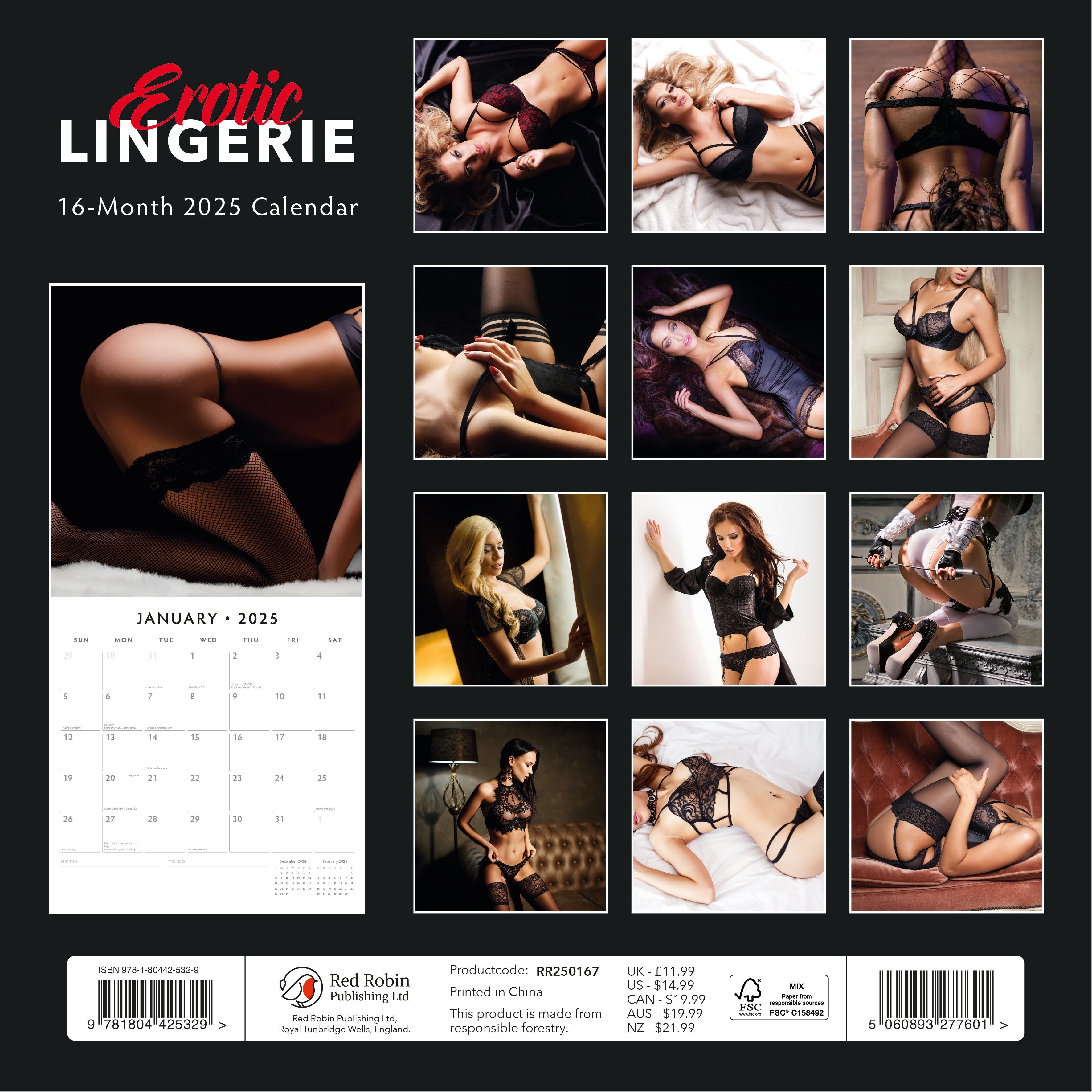 2025 Erotic Lingerie - Square Wall Calendar