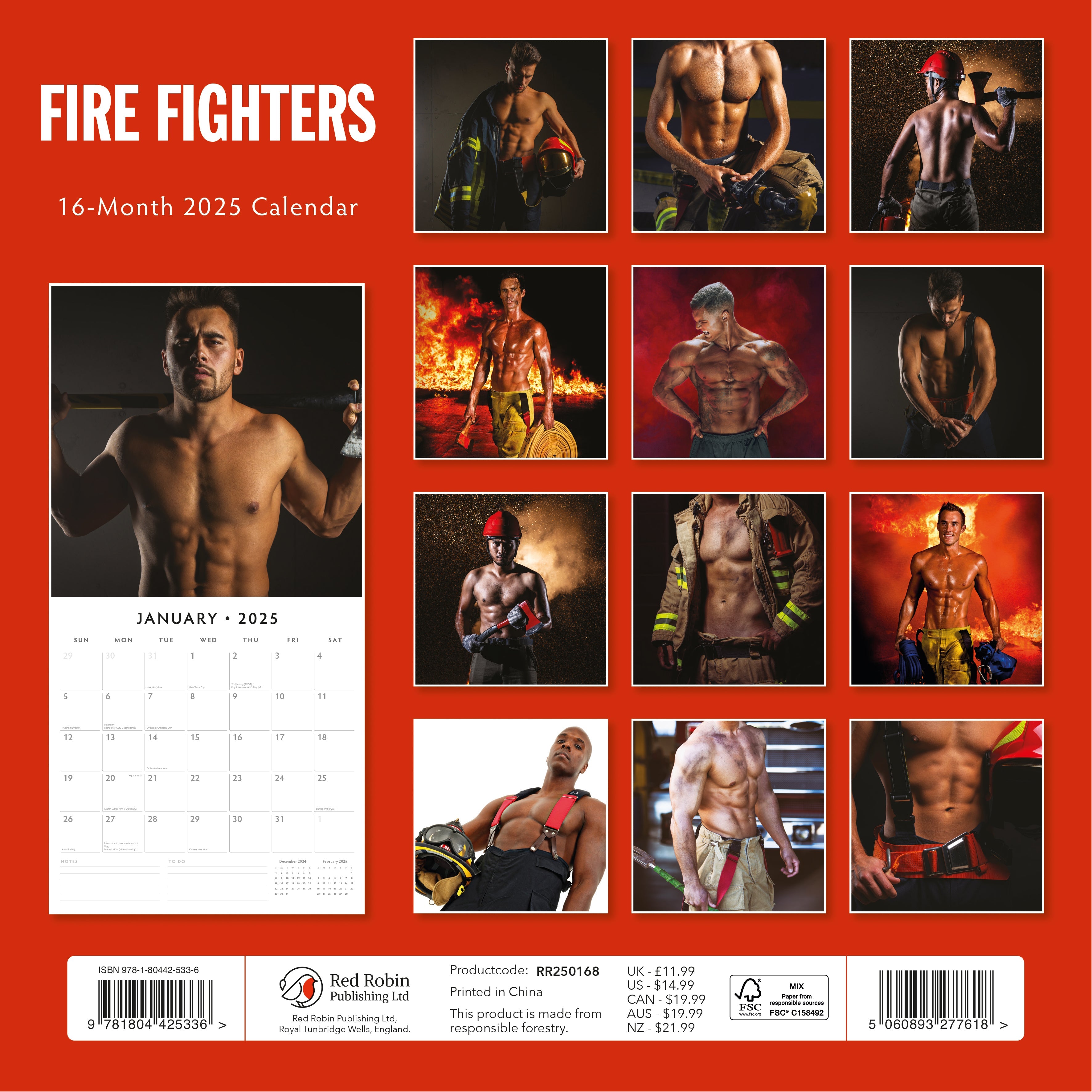 2025 Fire Fighters - Square Wall Calendar