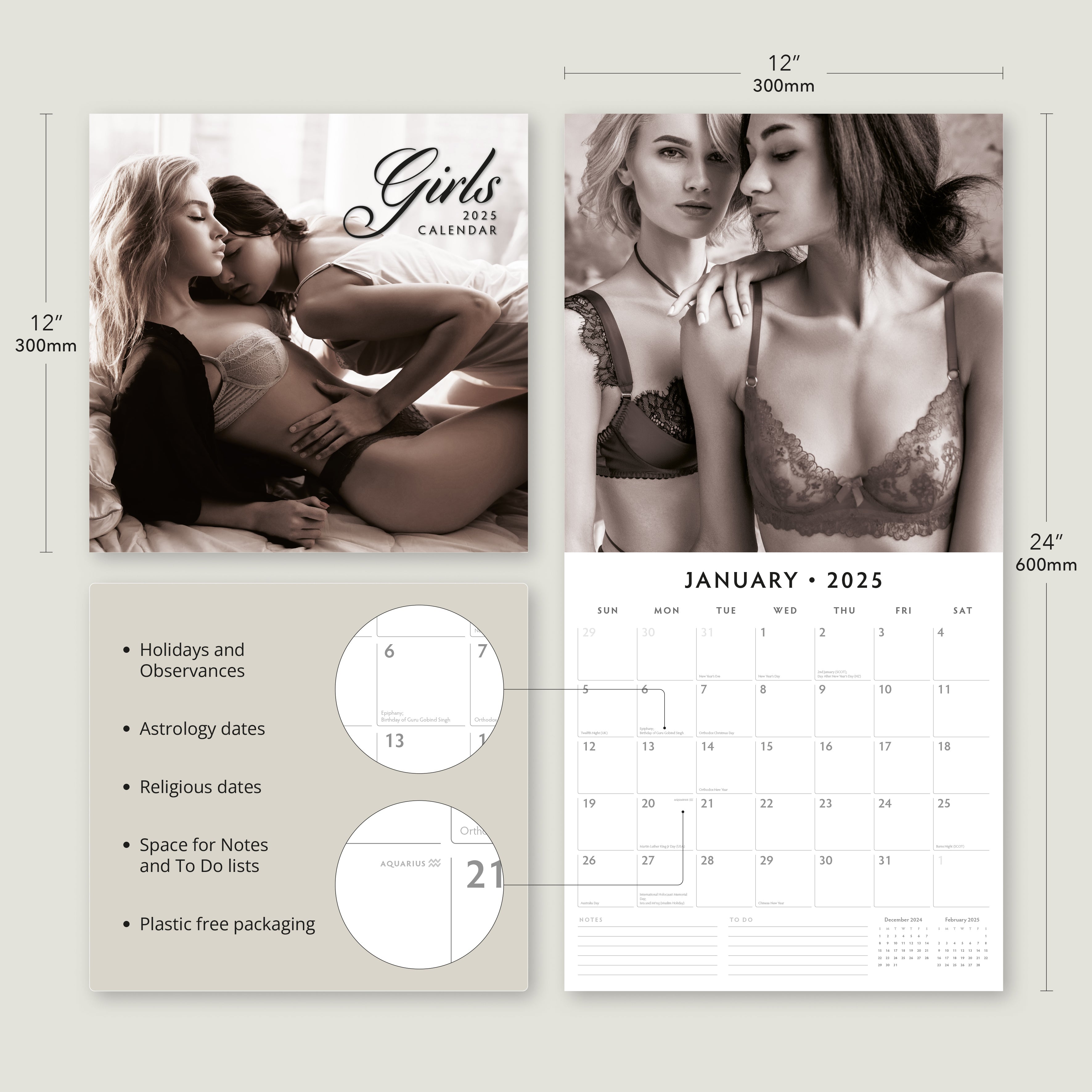 2025 Girls - Square Wall Calendar