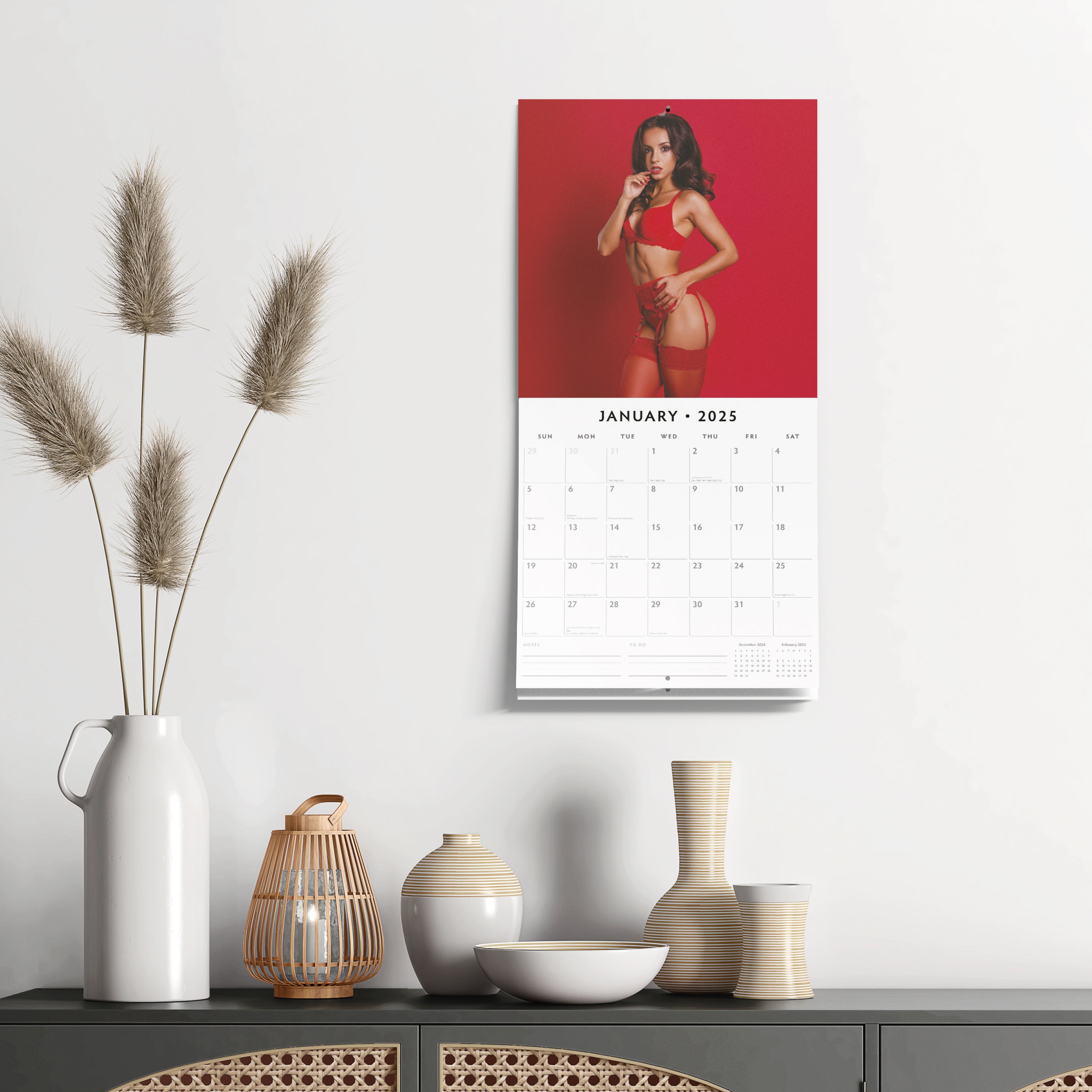 2025 Ladies in Red - Square Wall Calendar