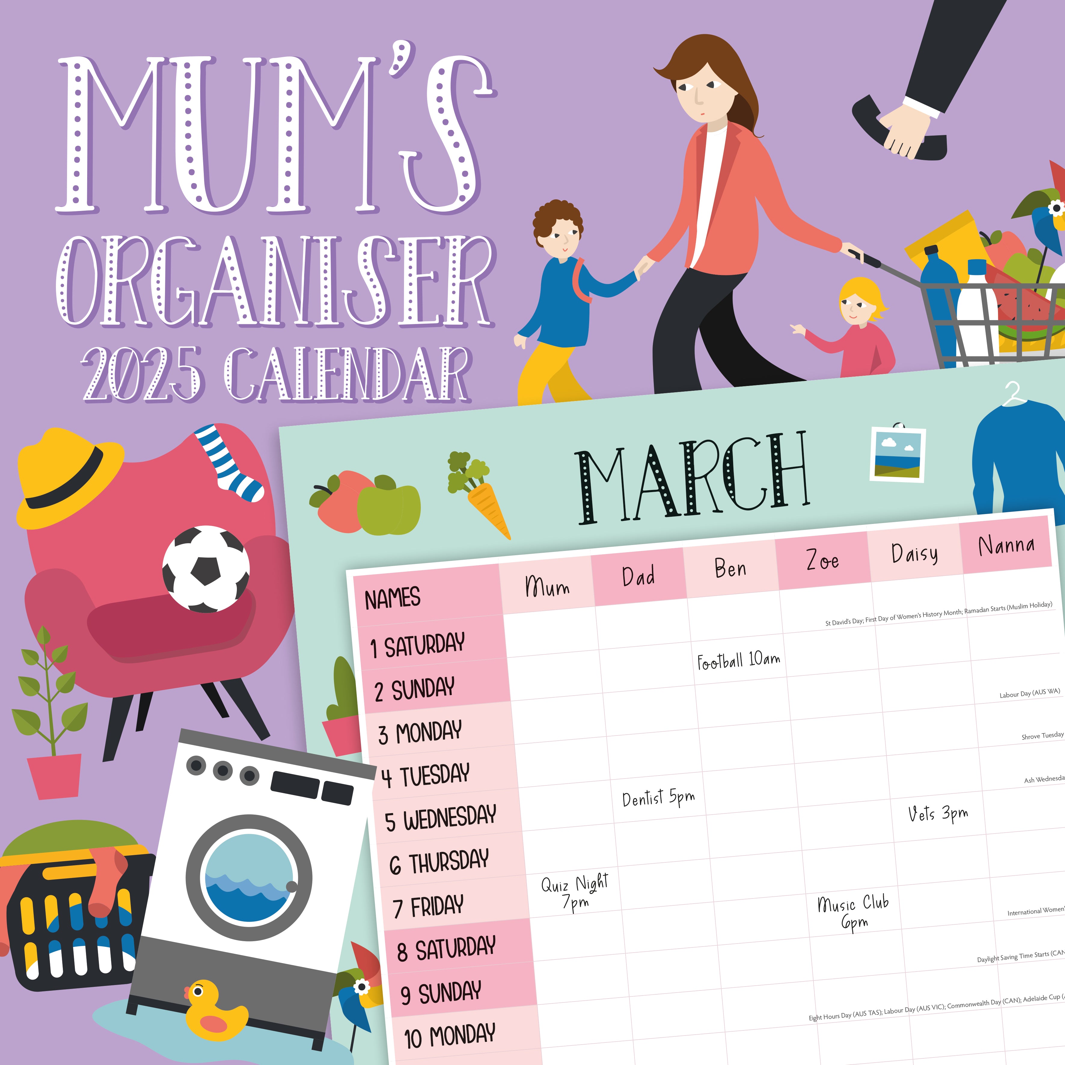 2025 Mum's Organiser - Square Wall Calendar