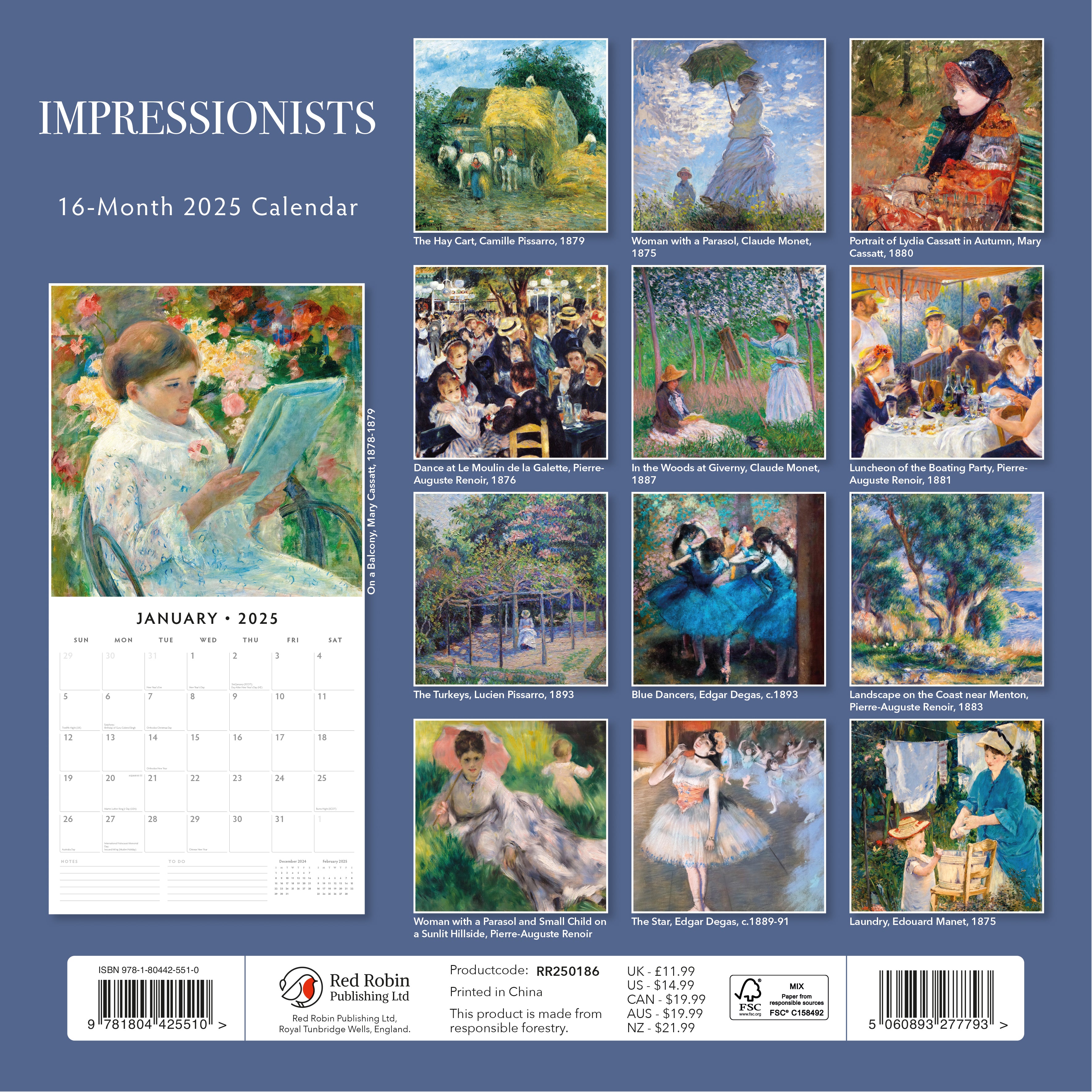 2025 Impressionists - Square Wall Calendar