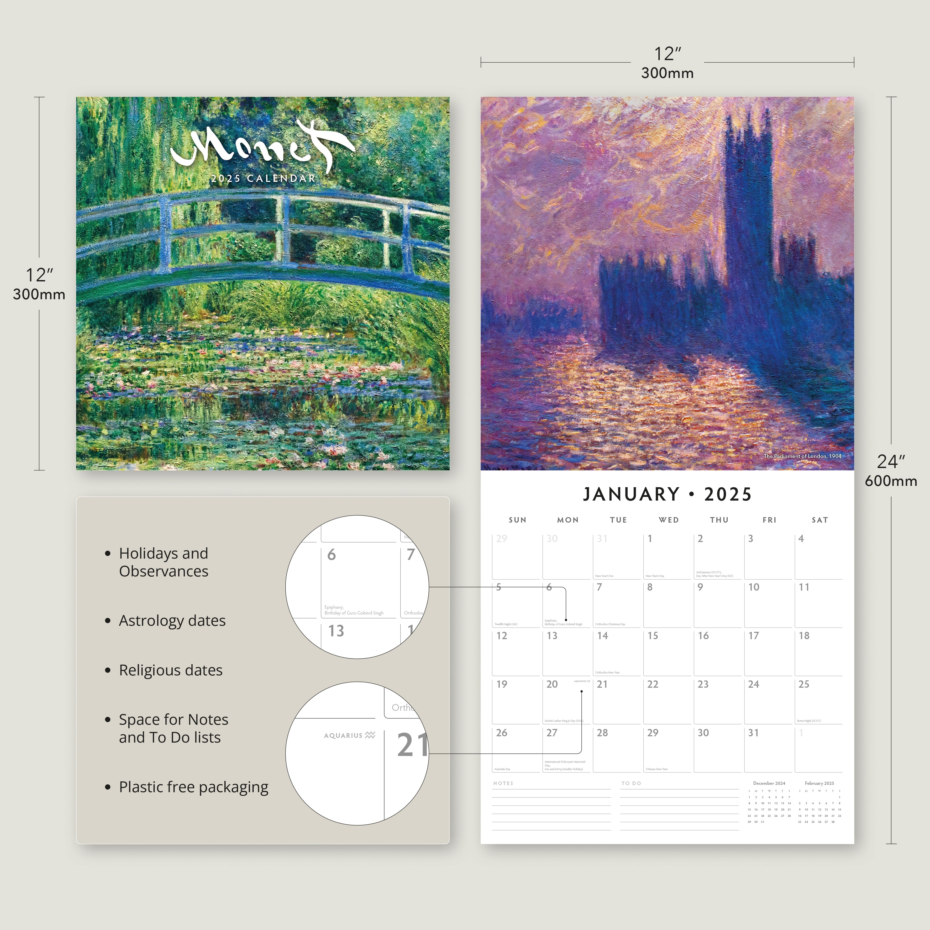 2025 Monet - Square Wall Calendar