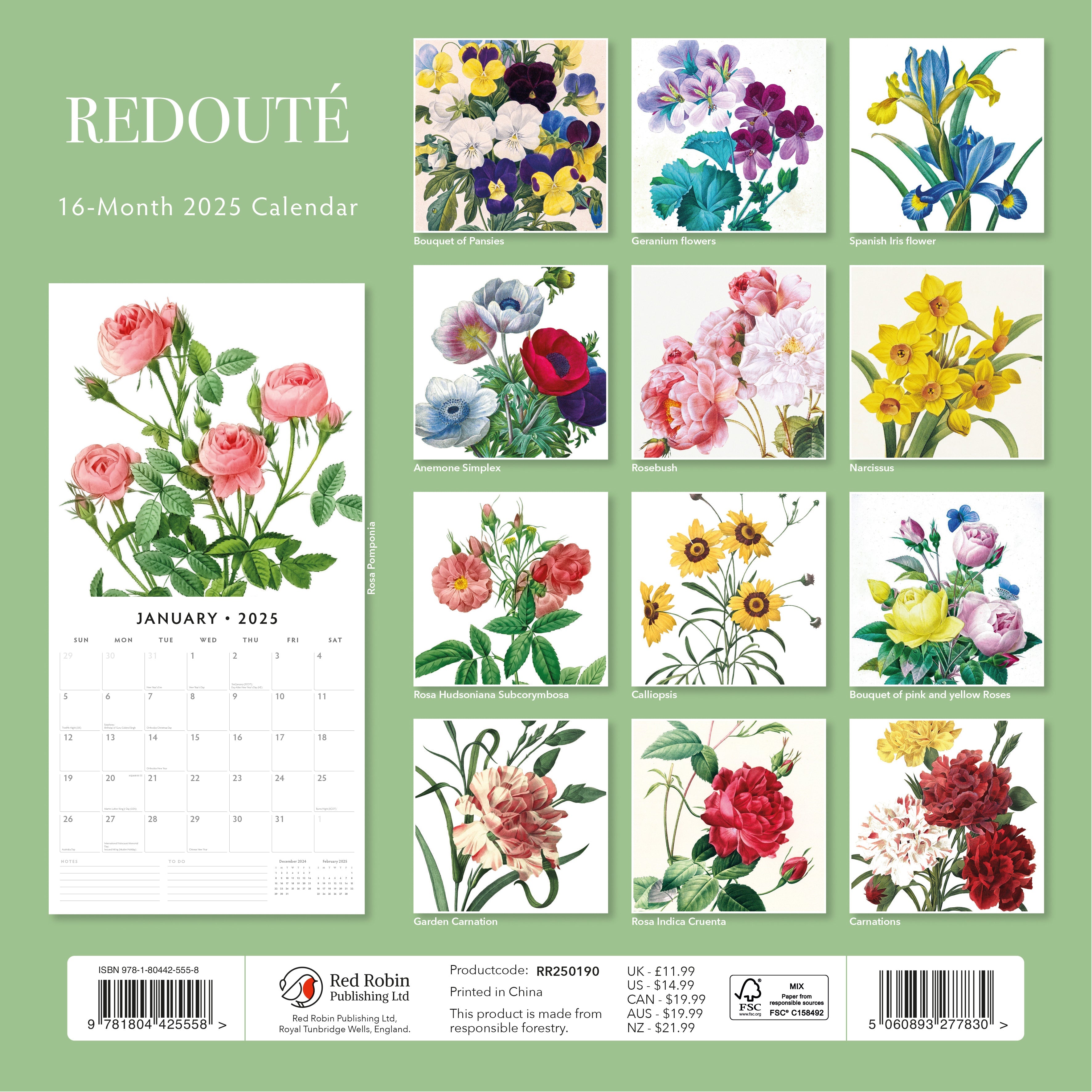 2025 Redoute - Square Wall Calendar