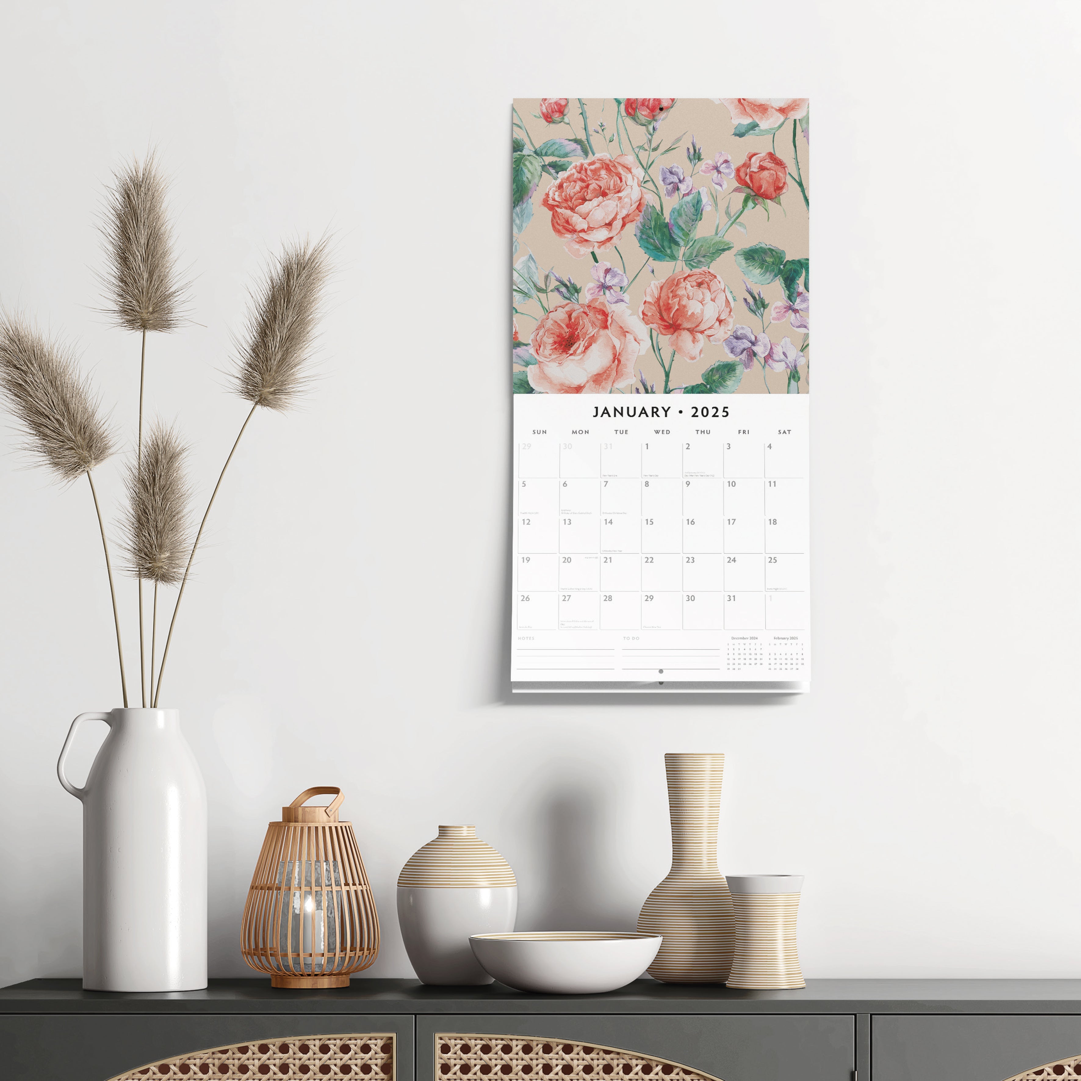 2025 Vintage Roses - Square Wall Calendar