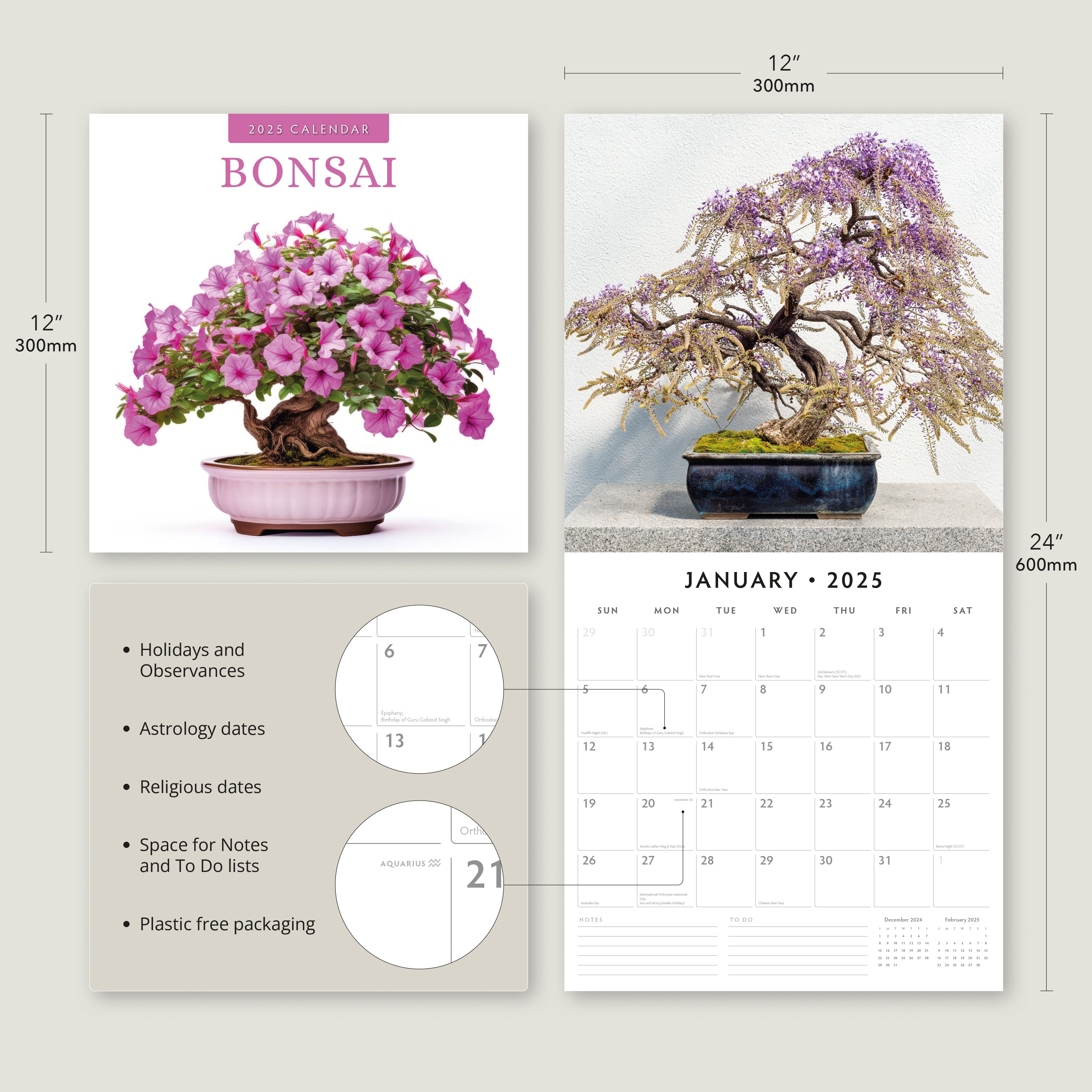 2025 Bonsai - Square Wall Calendar