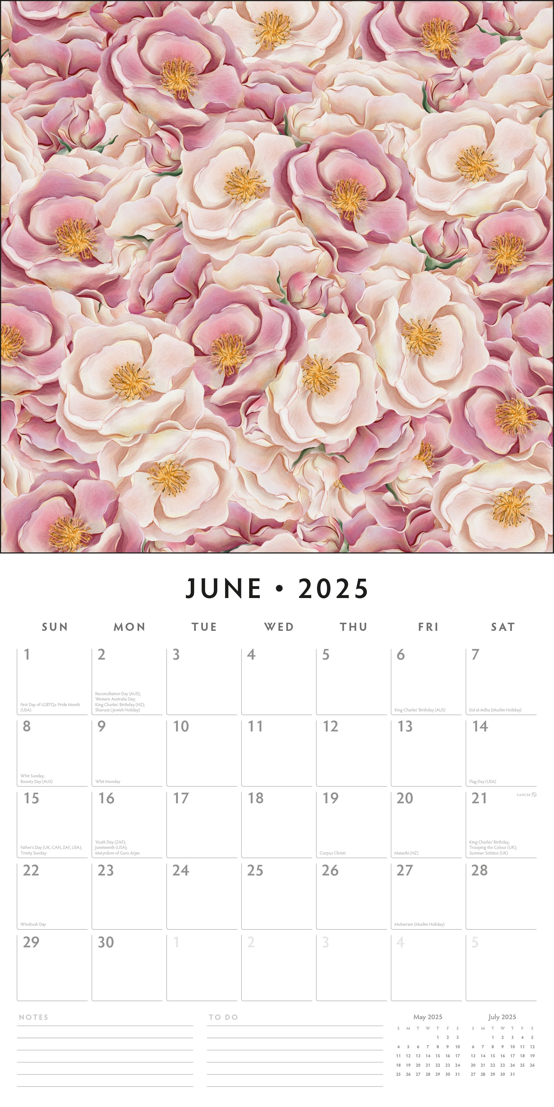 2025 Botanical Flowers - Square Wall Calendar