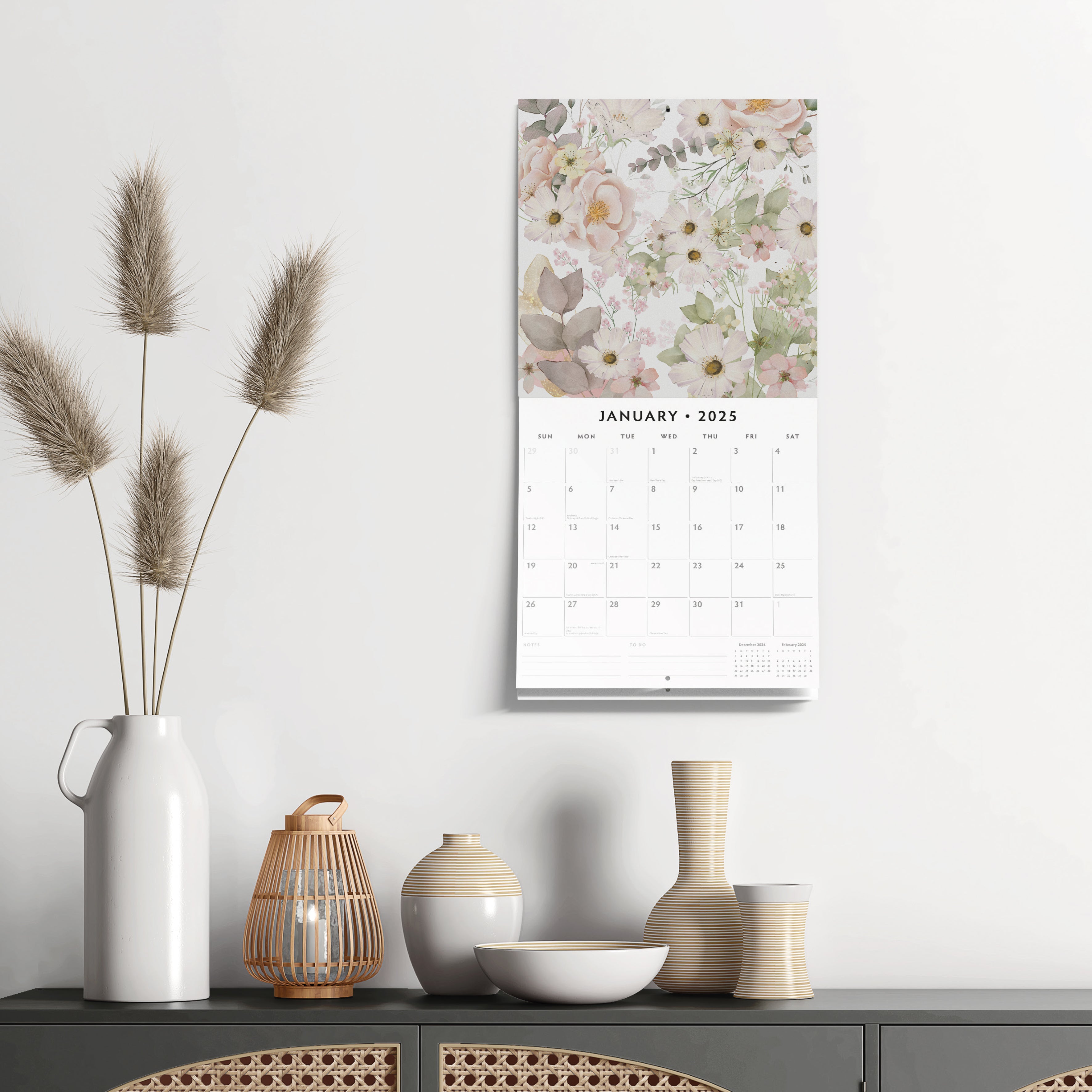 2025 Botanical Flowers - Square Wall Calendar