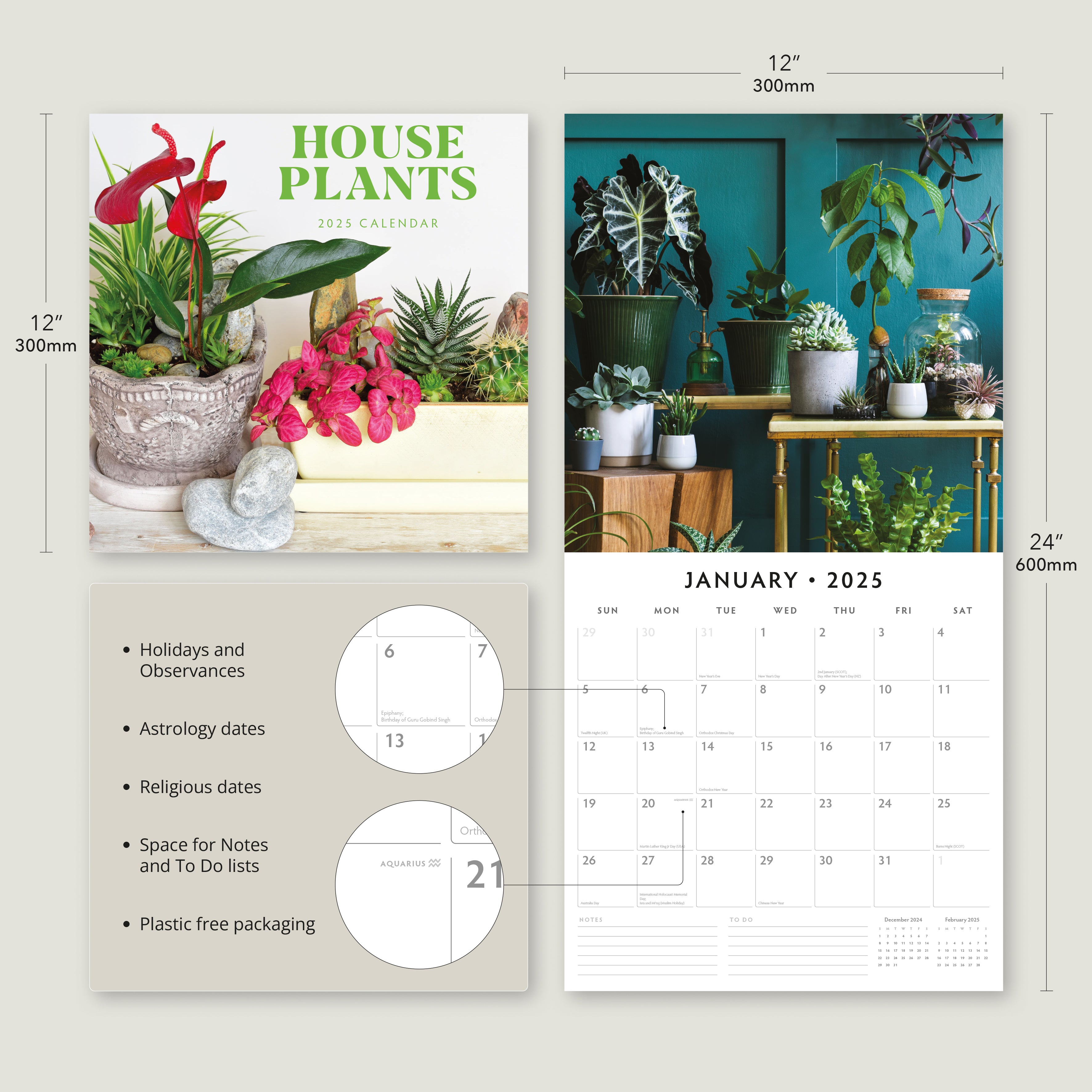 2025 House Plants - Square Wall Calendar