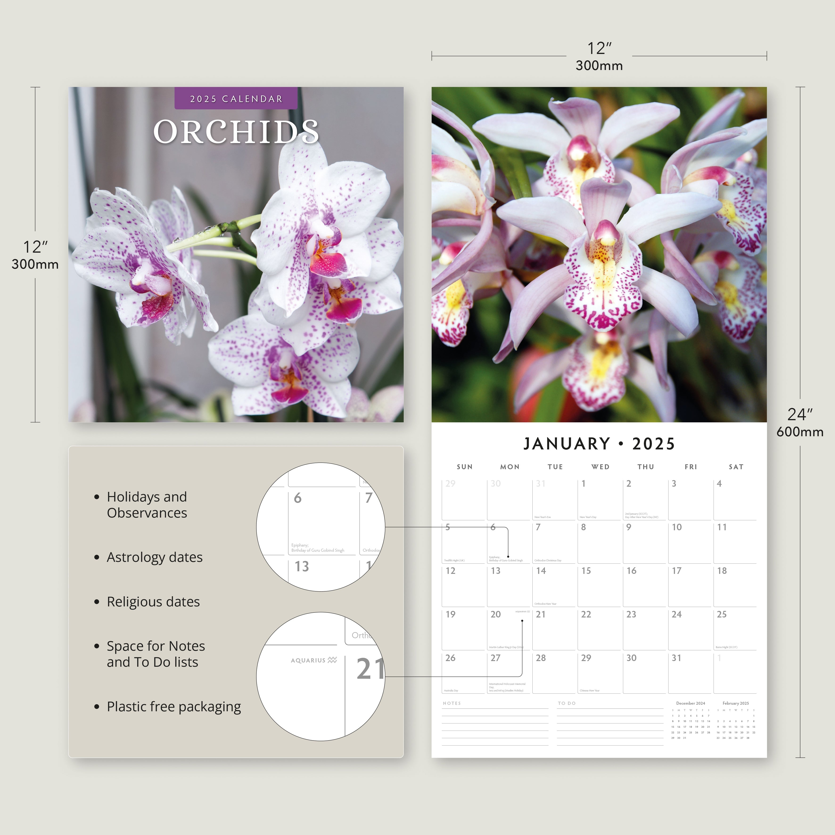 2025 Orchids - Square Wall Calendar