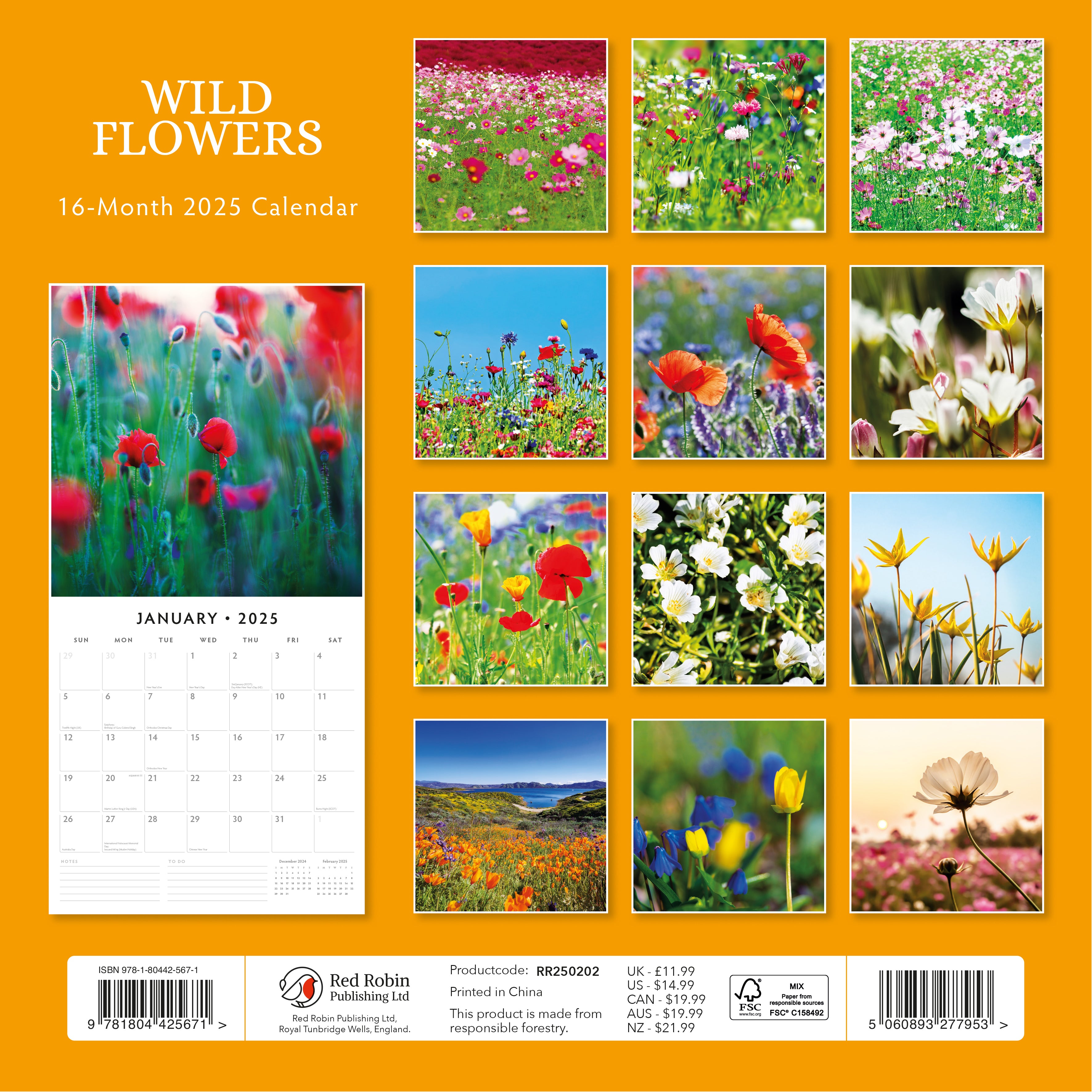 2025 Wild Flowers - Square Wall Calendar