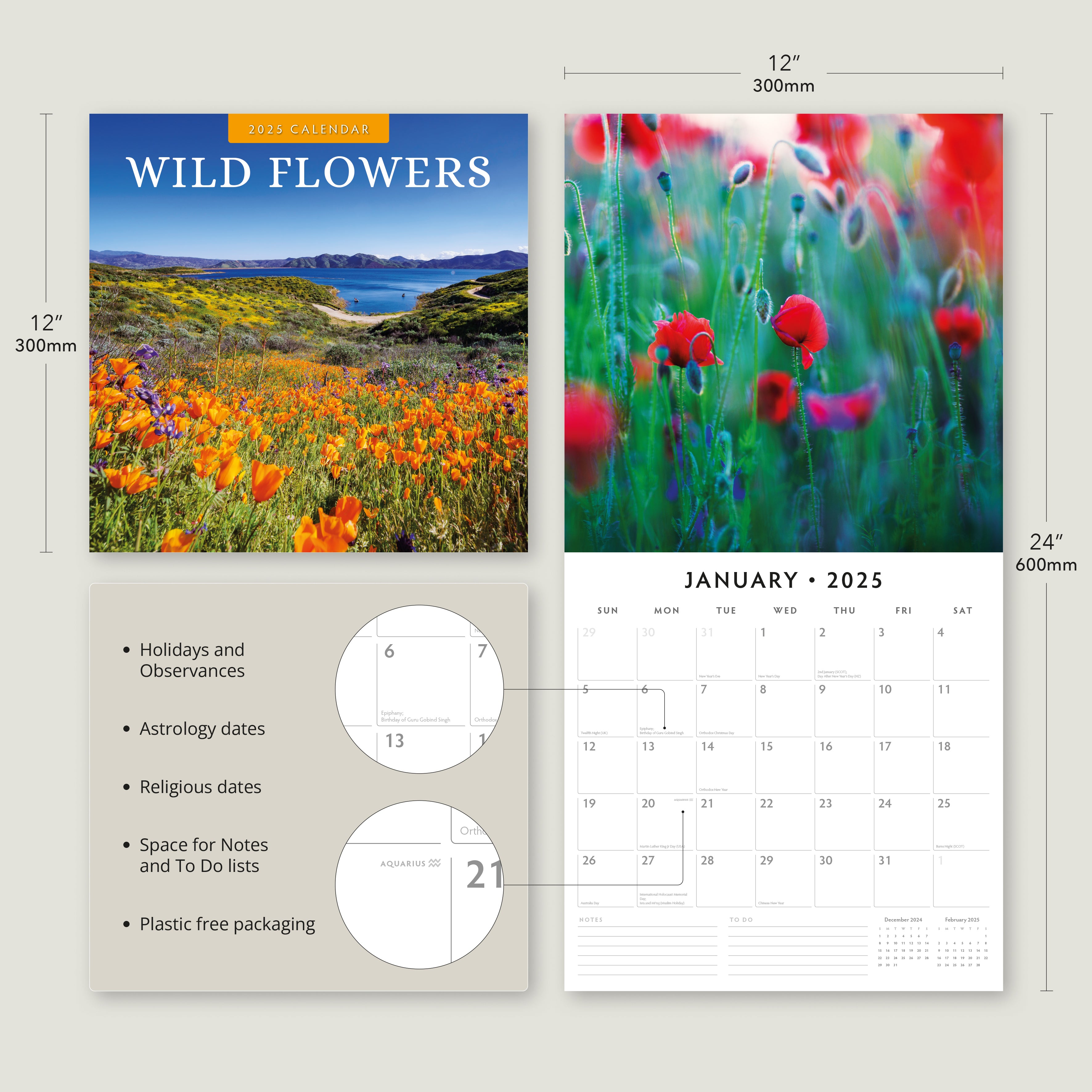 2025 Wild Flowers - Square Wall Calendar