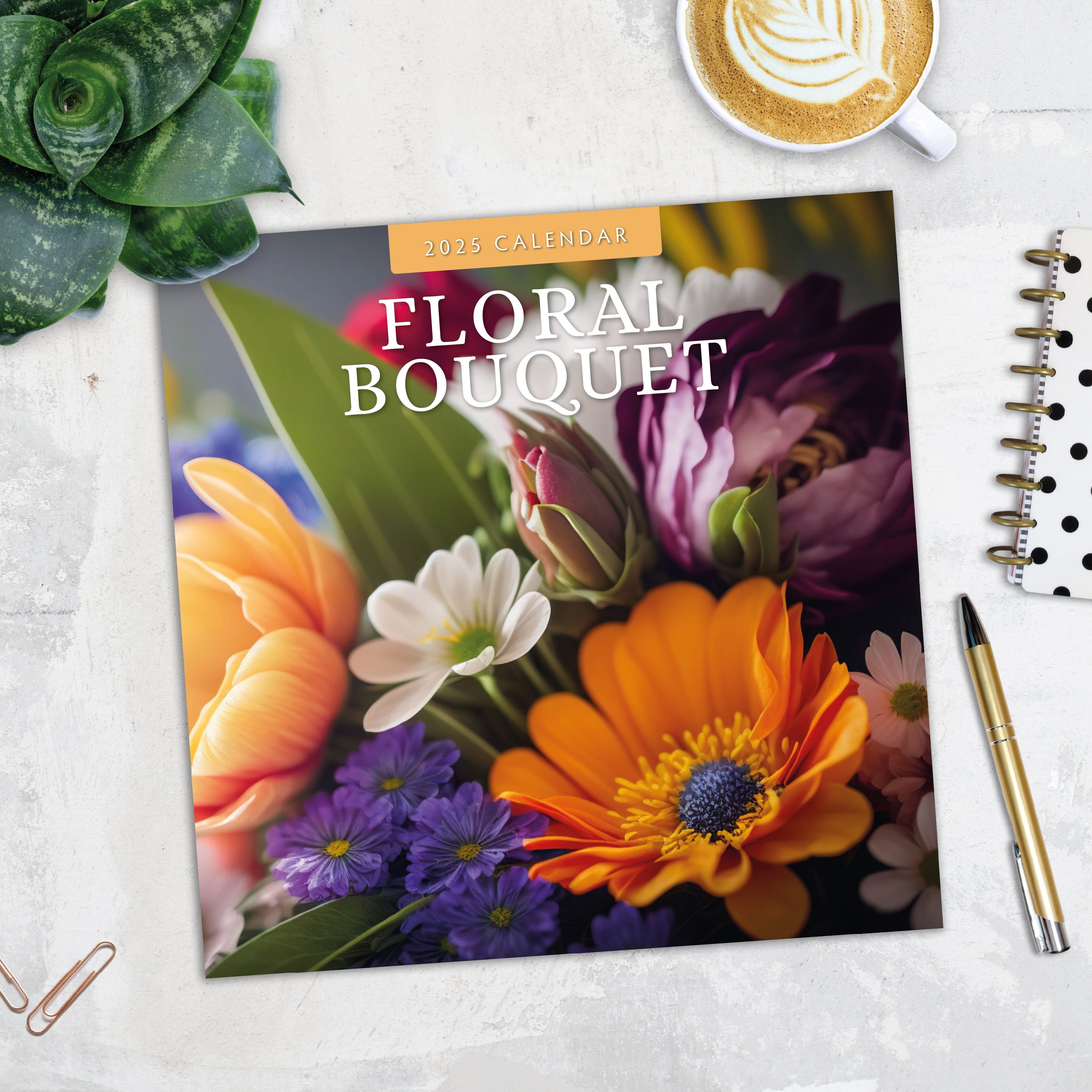 2025 Floral Bouquet - Square Wall Calendar