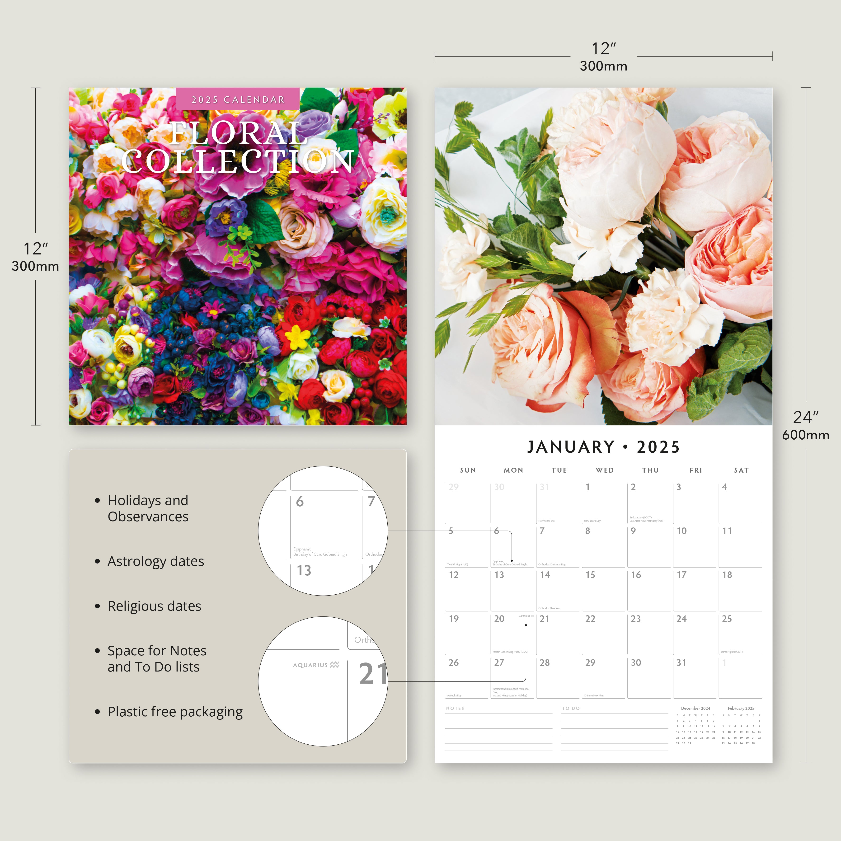 2025 Floral Collection - Square Wall Calendar