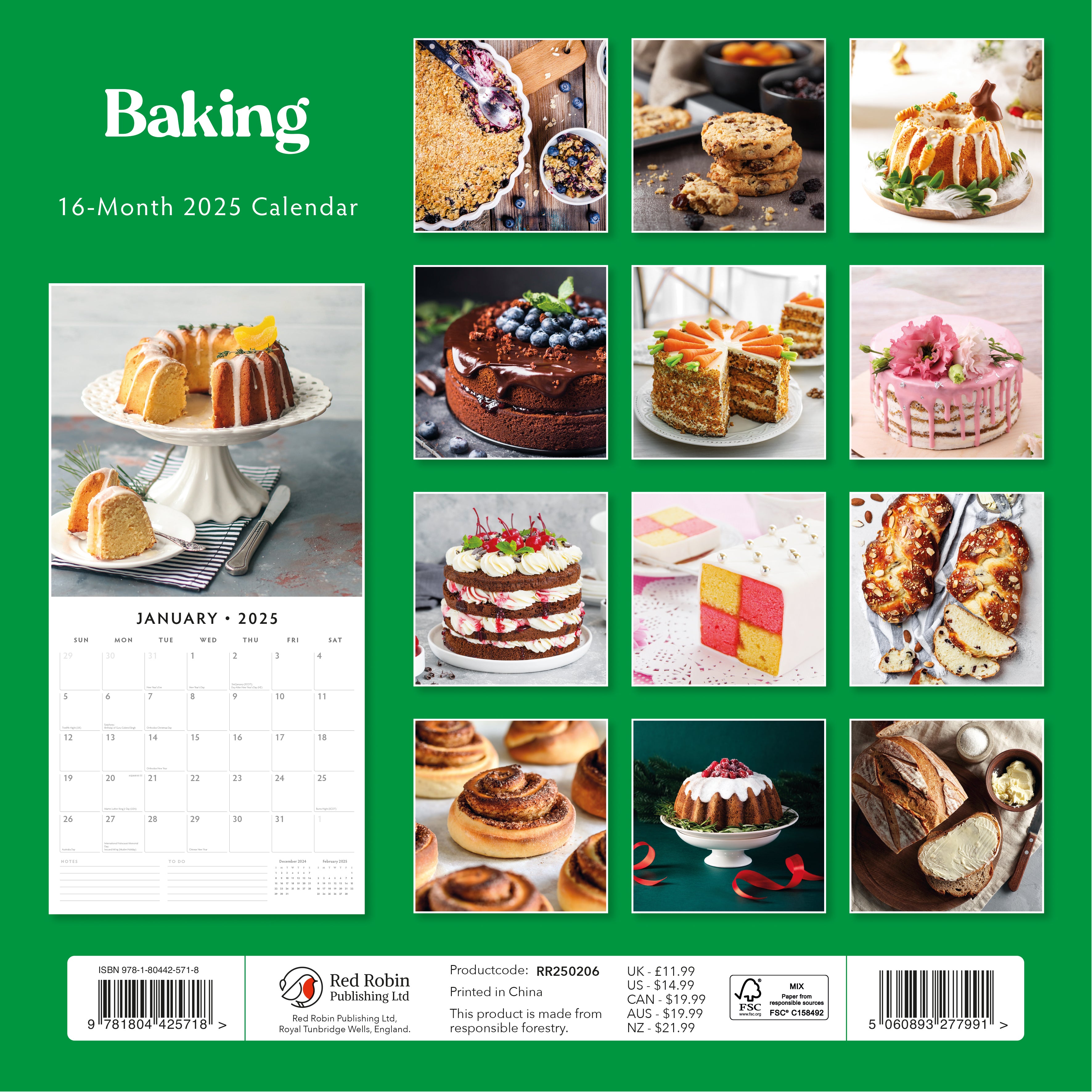 2025 Baking - Square Wall Calendar