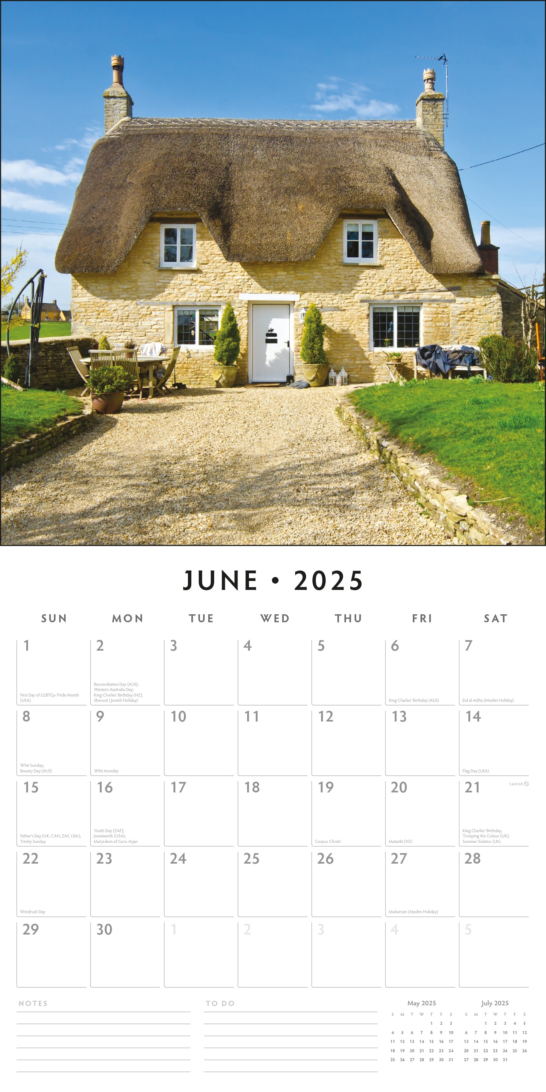 2025 Cottages - Square Wall Calendar