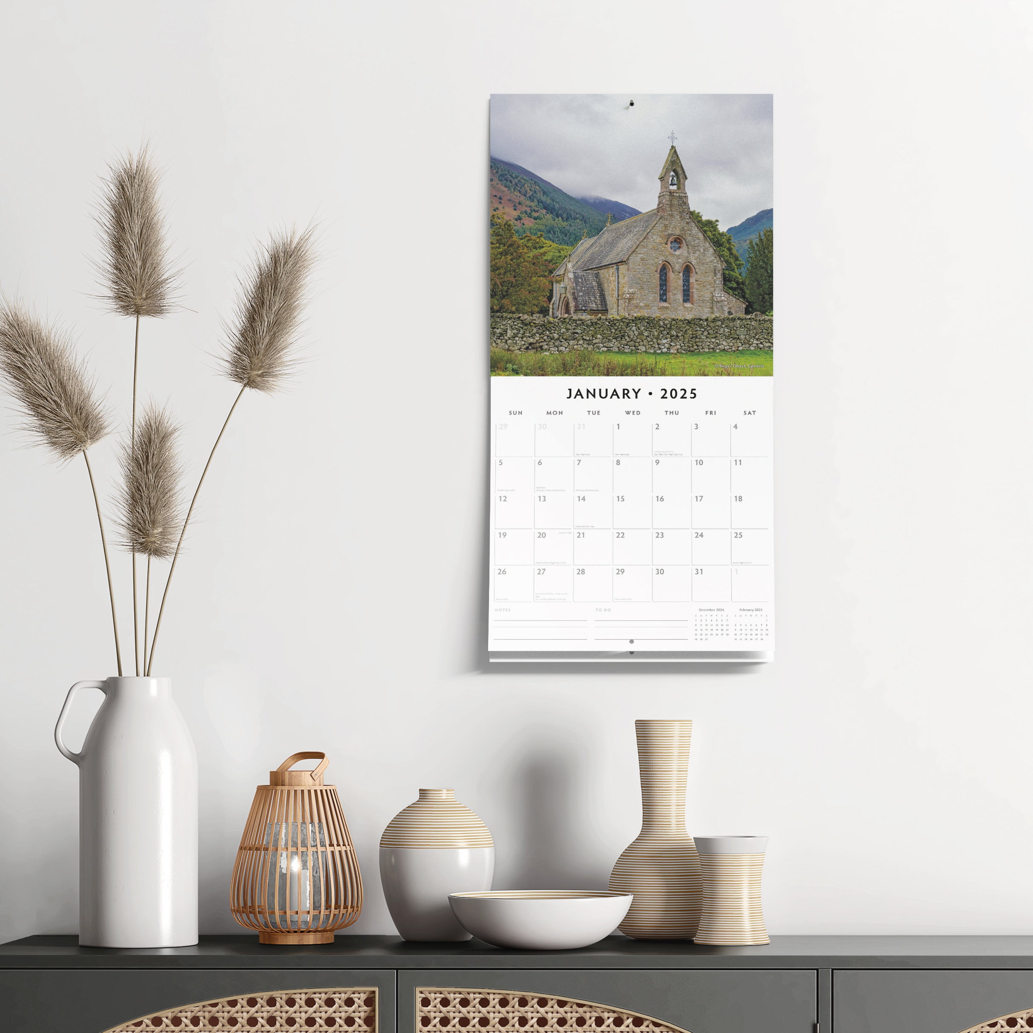 2025 Country Churches - Square Wall Calendar