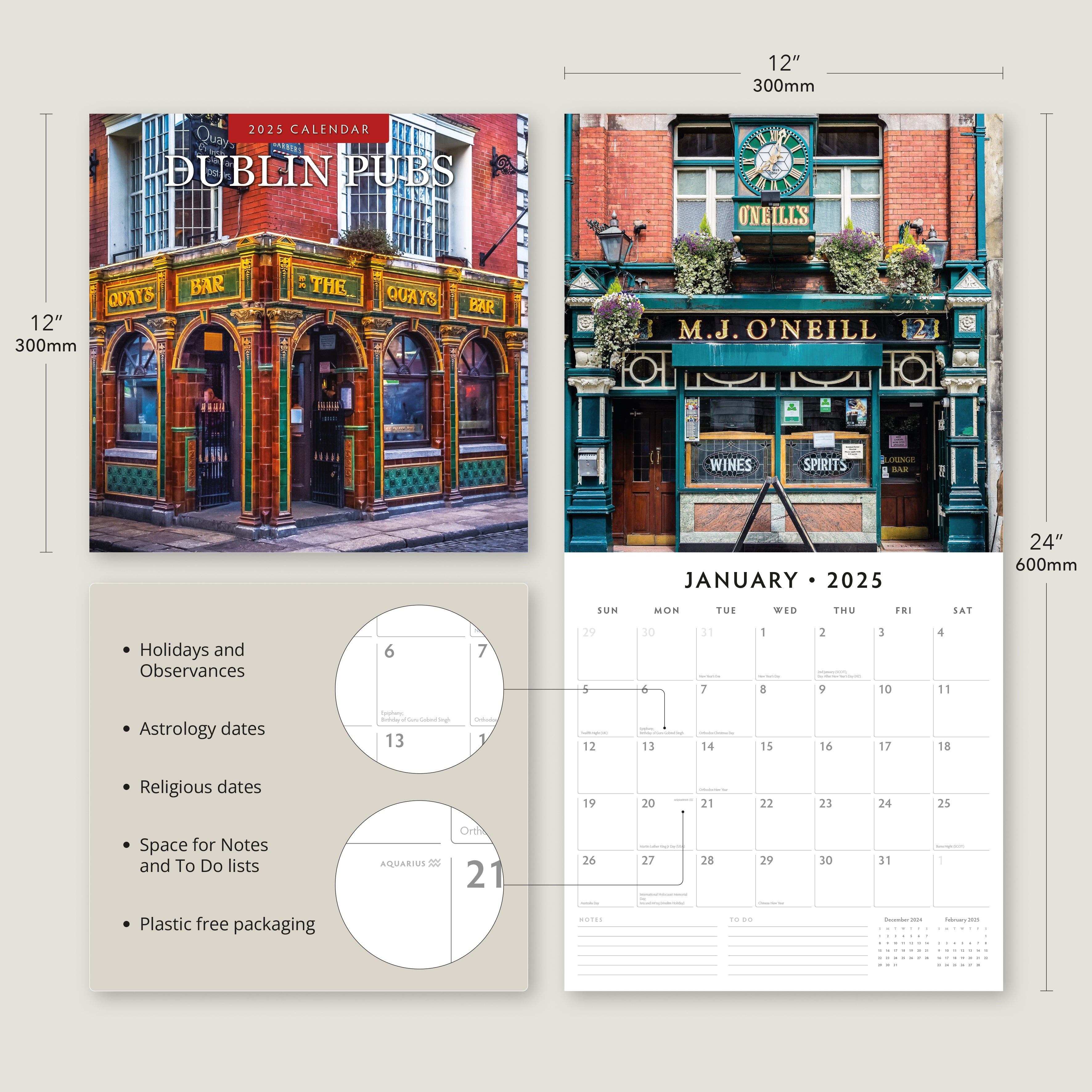 2025 Dublin Pubs - Square Wall Calendar