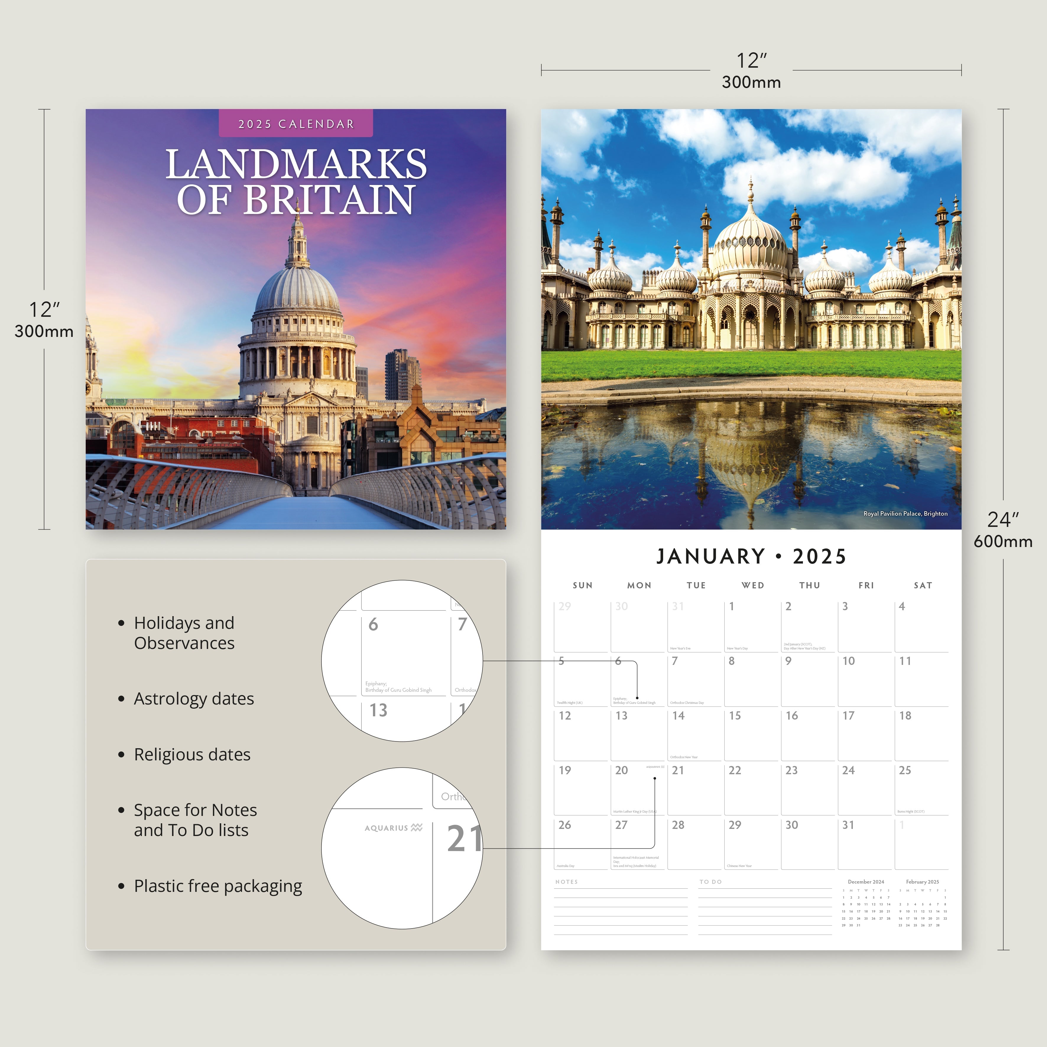 2025 Landmarks of Britain - Square Wall Calendar