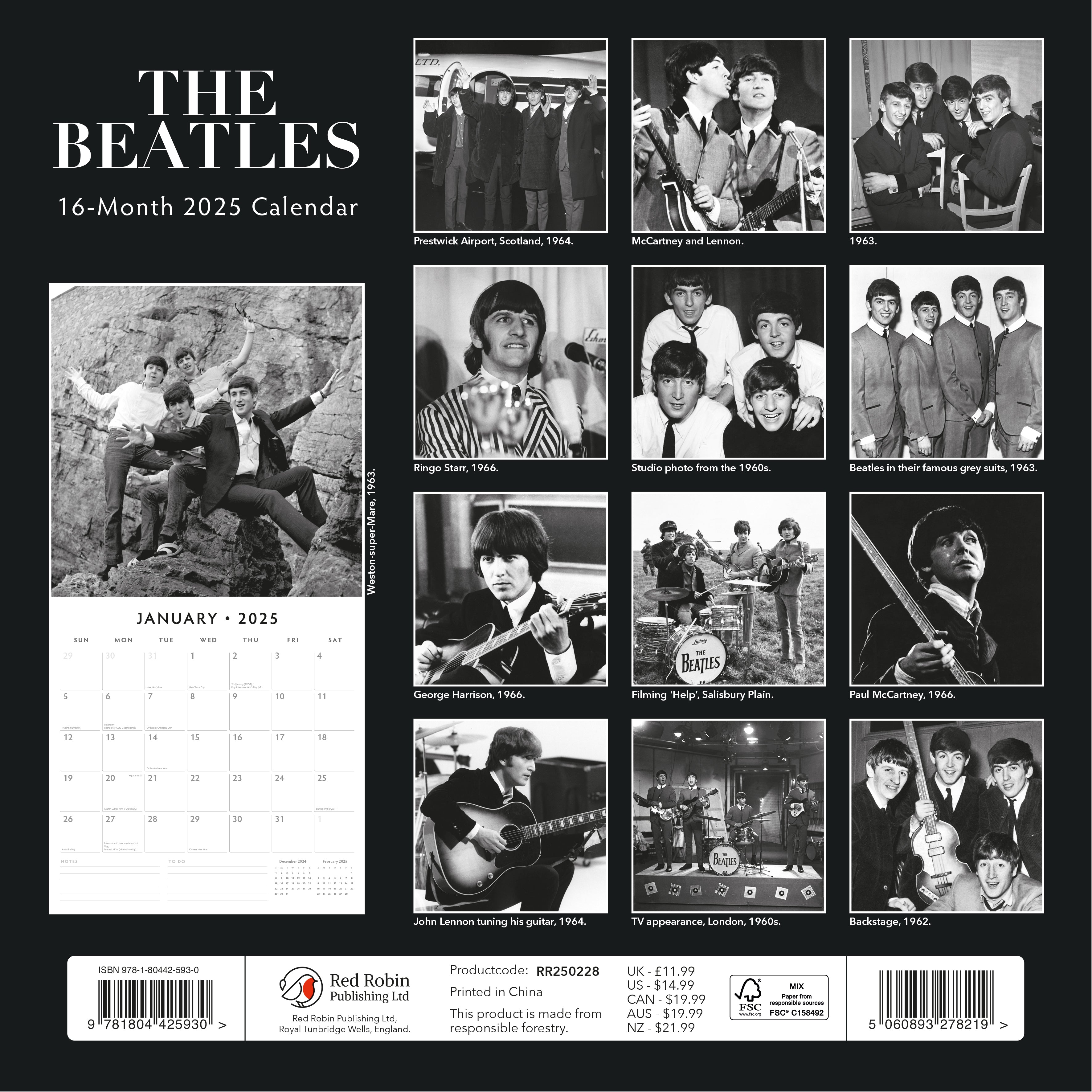 2025 The Beatles - Square Wall Calendar