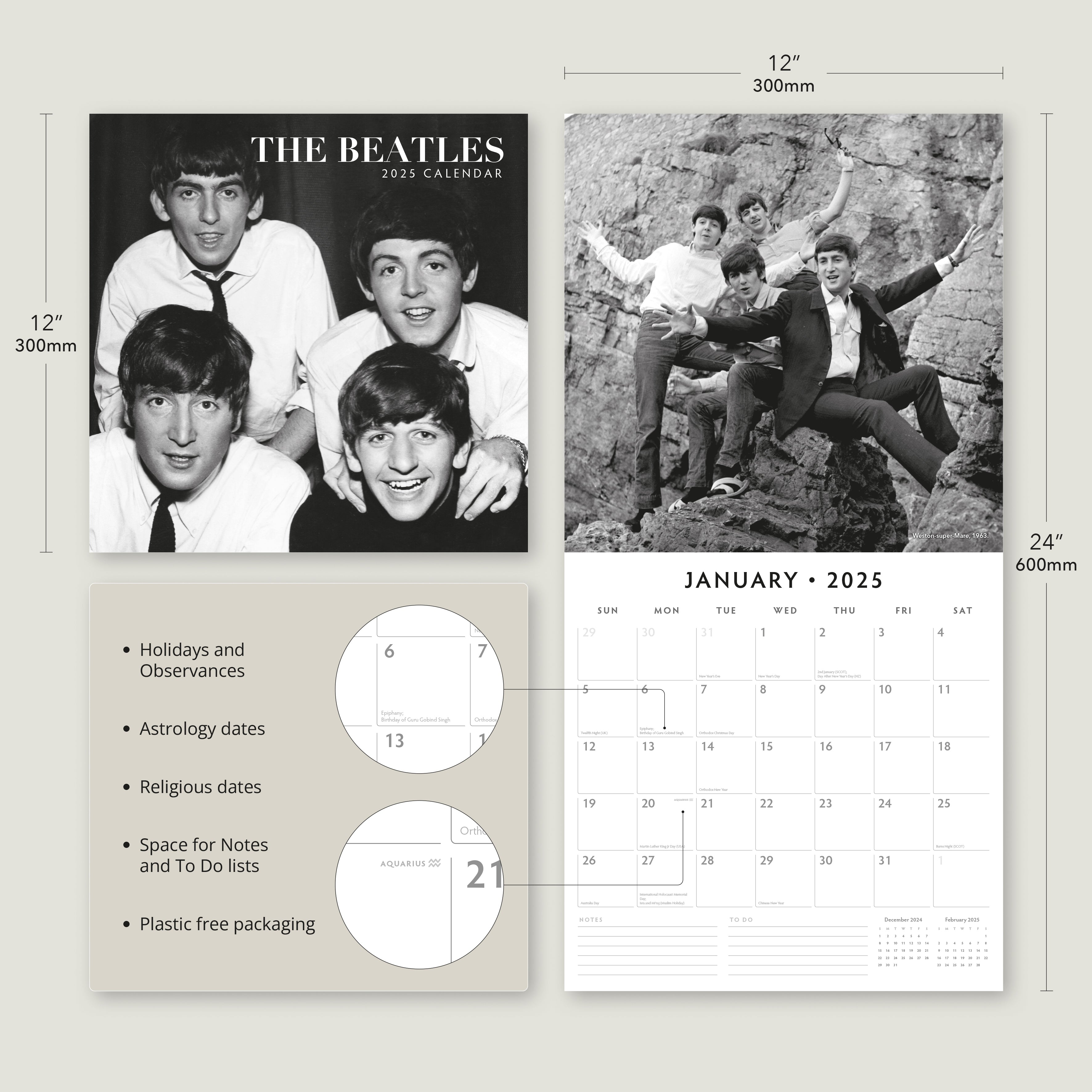 2025 The Beatles - Square Wall Calendar