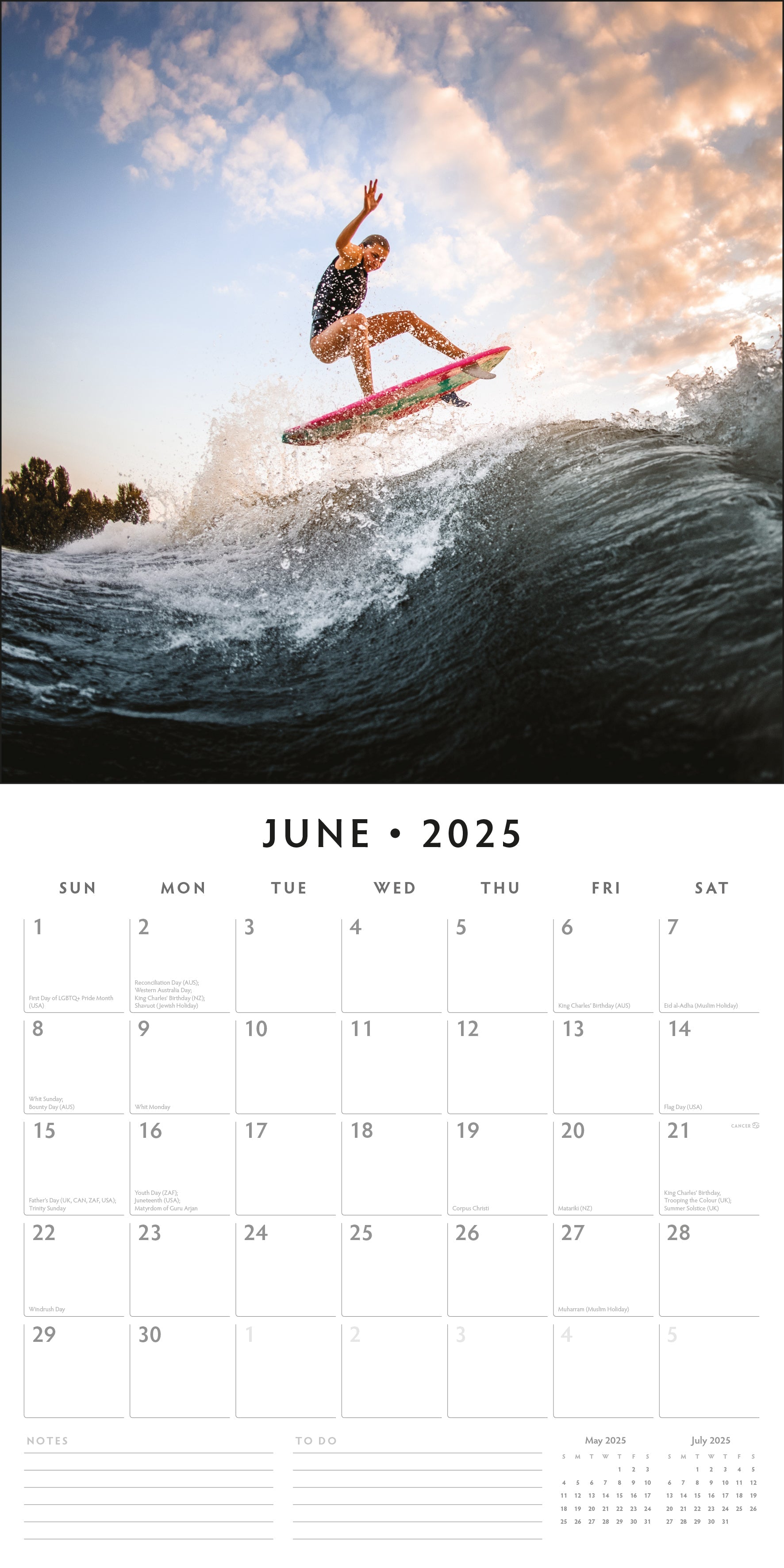 2025 Surfing - Square Wall Calendar