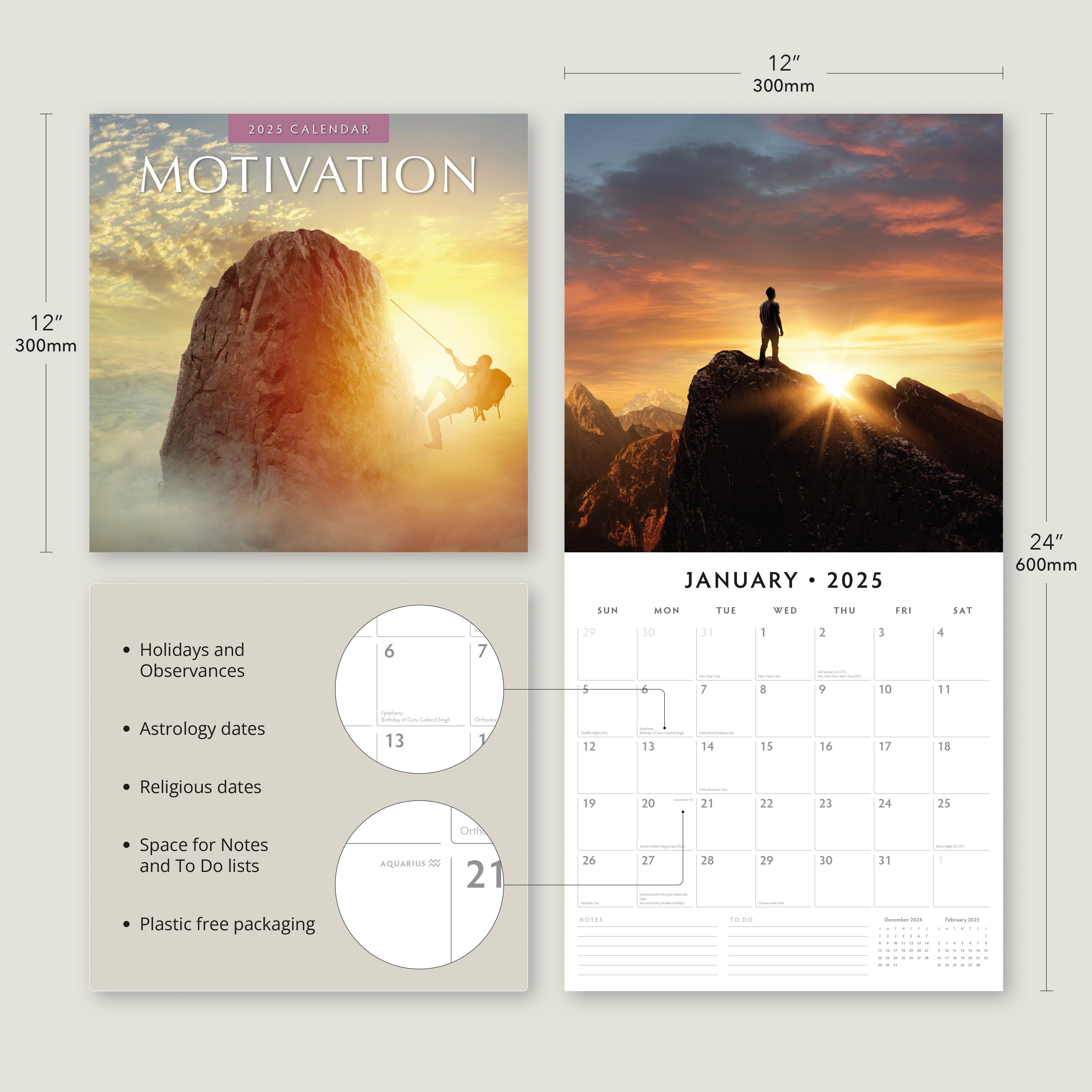 2025 Motivation - Square Wall Calendar