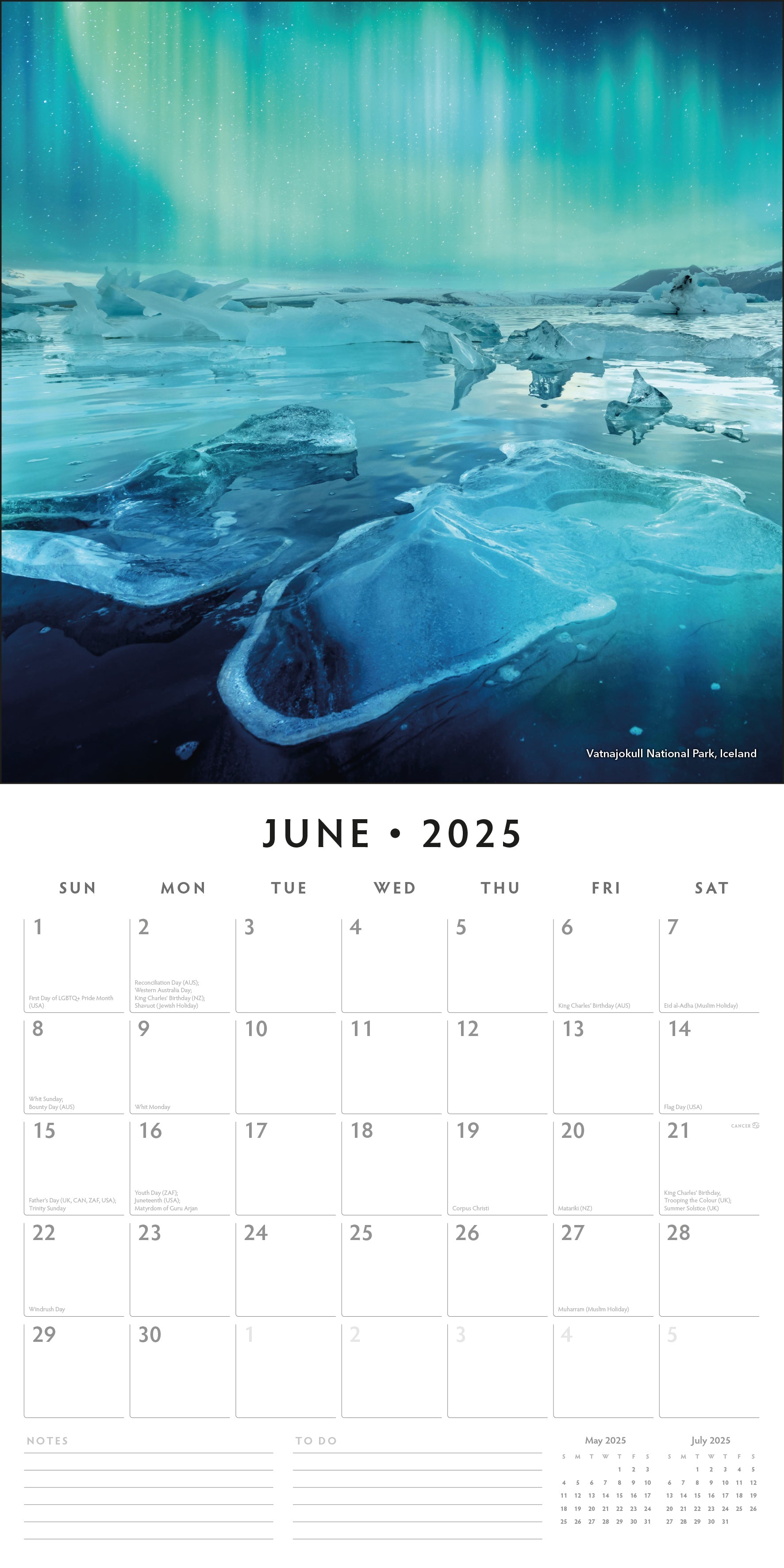 2025 Aurora Borealis - Square Wall Calendar