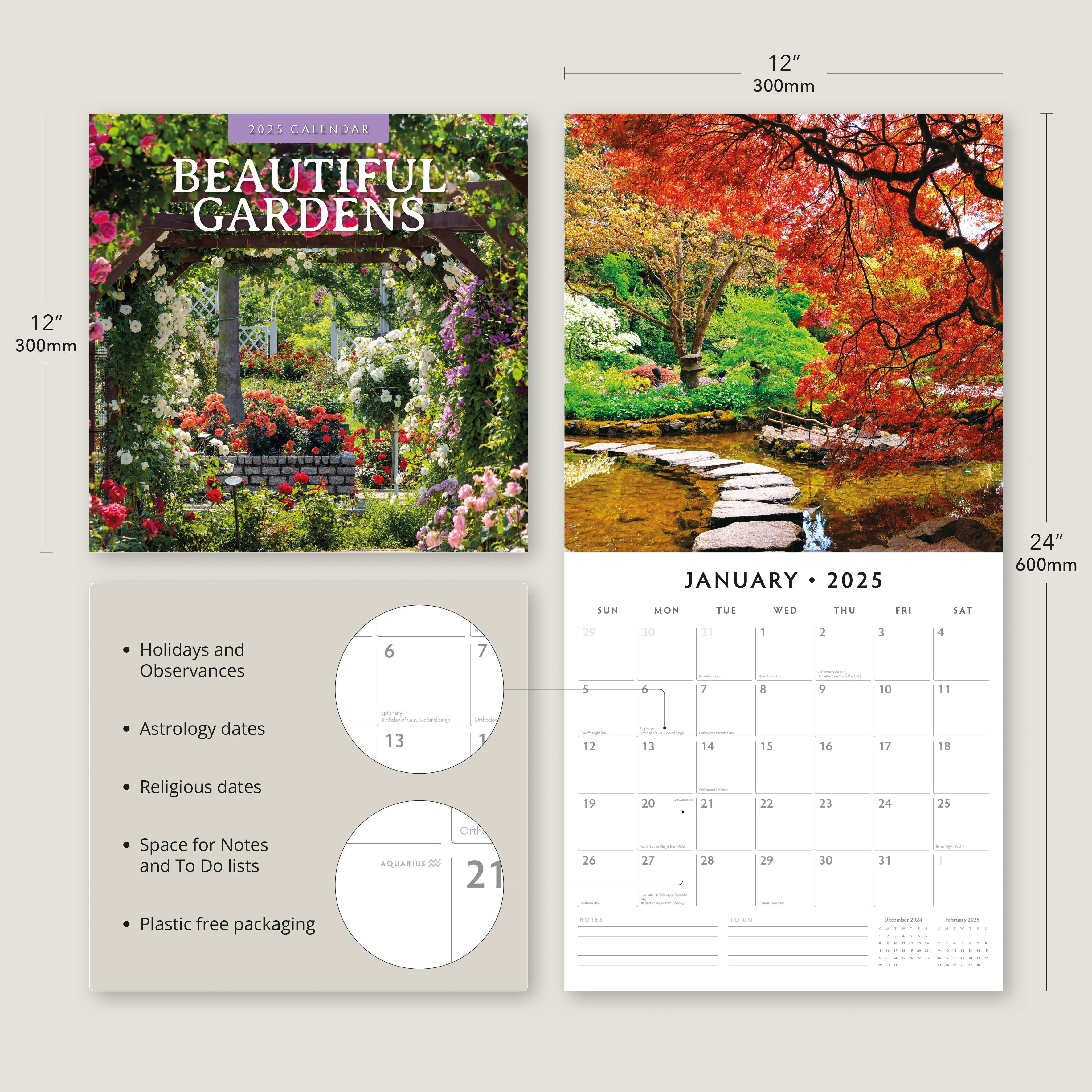 2025 Beautiful Gardens - Square Wall Calendar