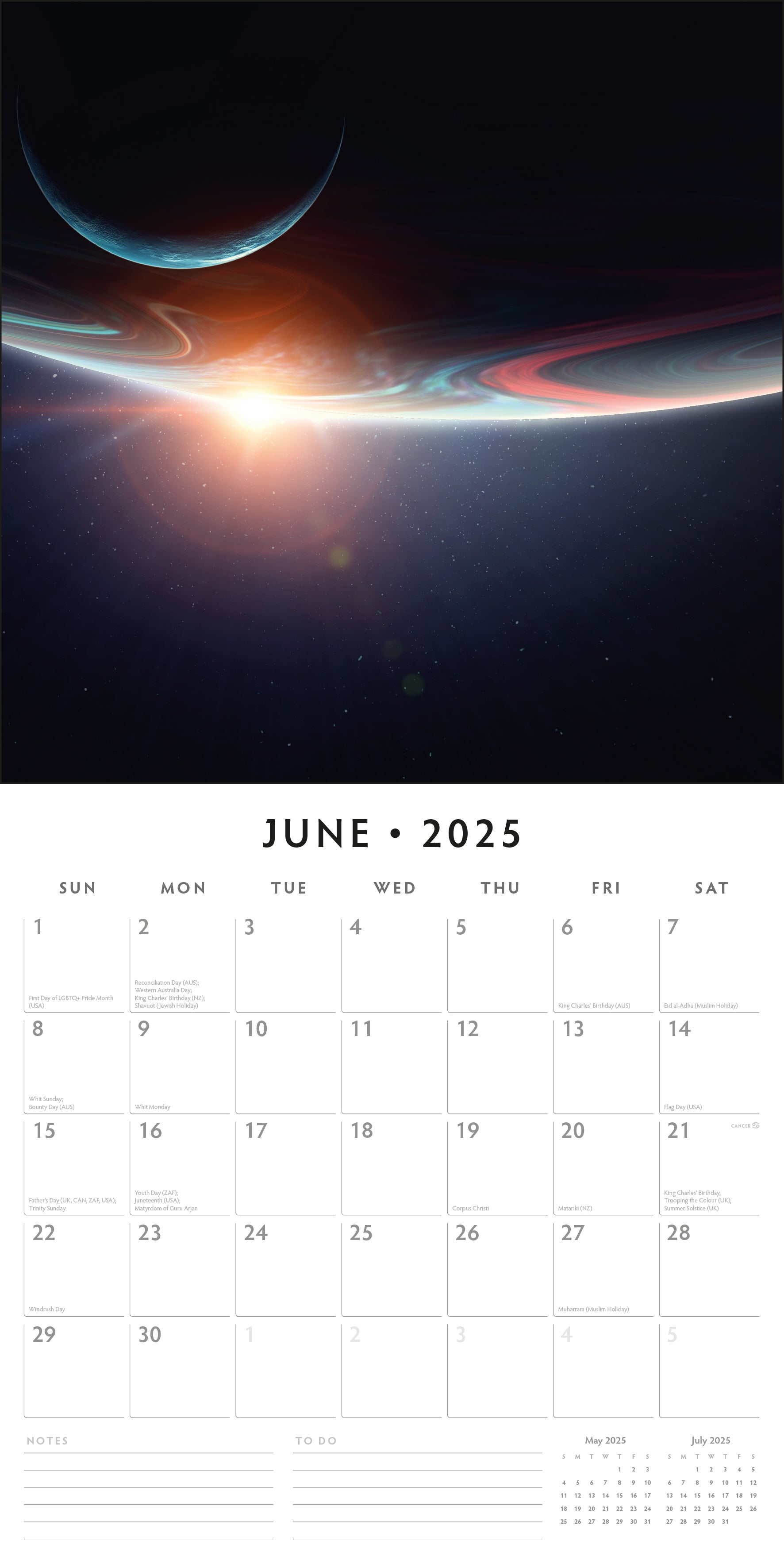 2025 Space - Square Wall Calendar