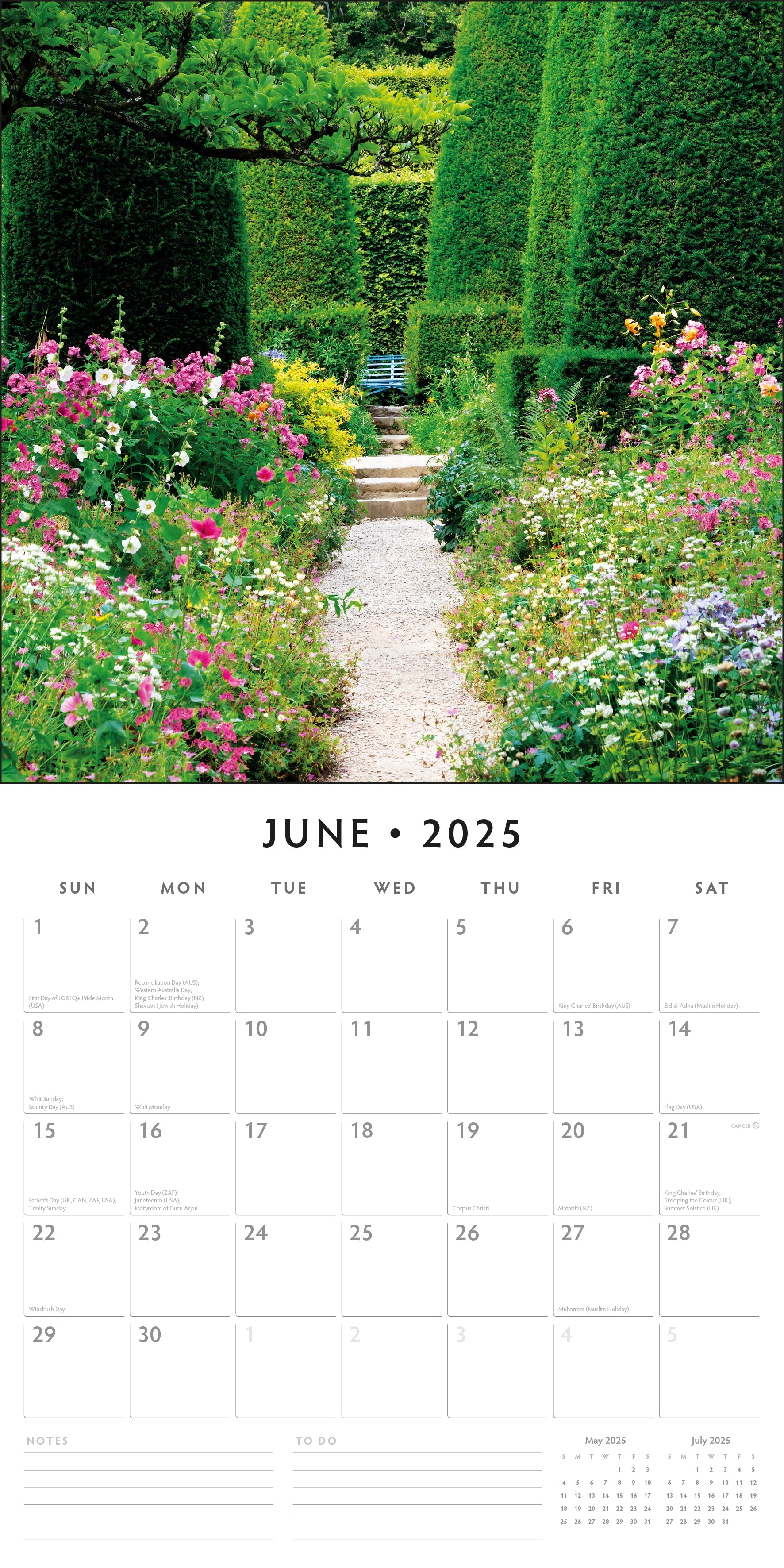 2025 Tranquil Gardens - Square Wall Calendar