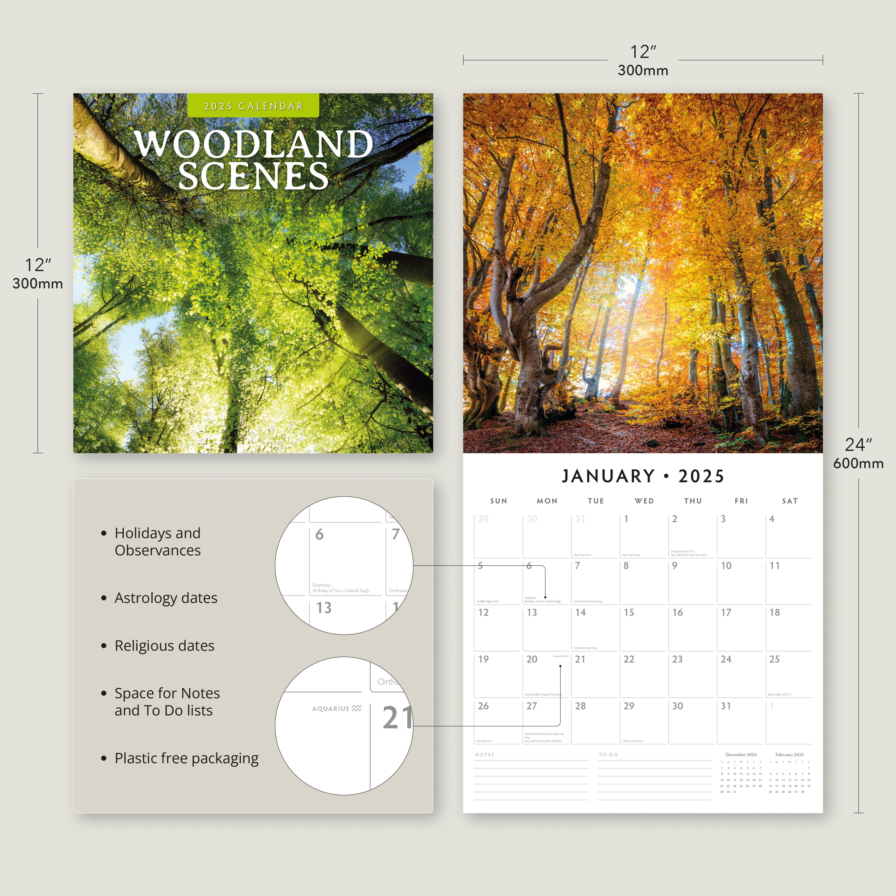 2025 Woodland Scenes - Square Wall Calendar