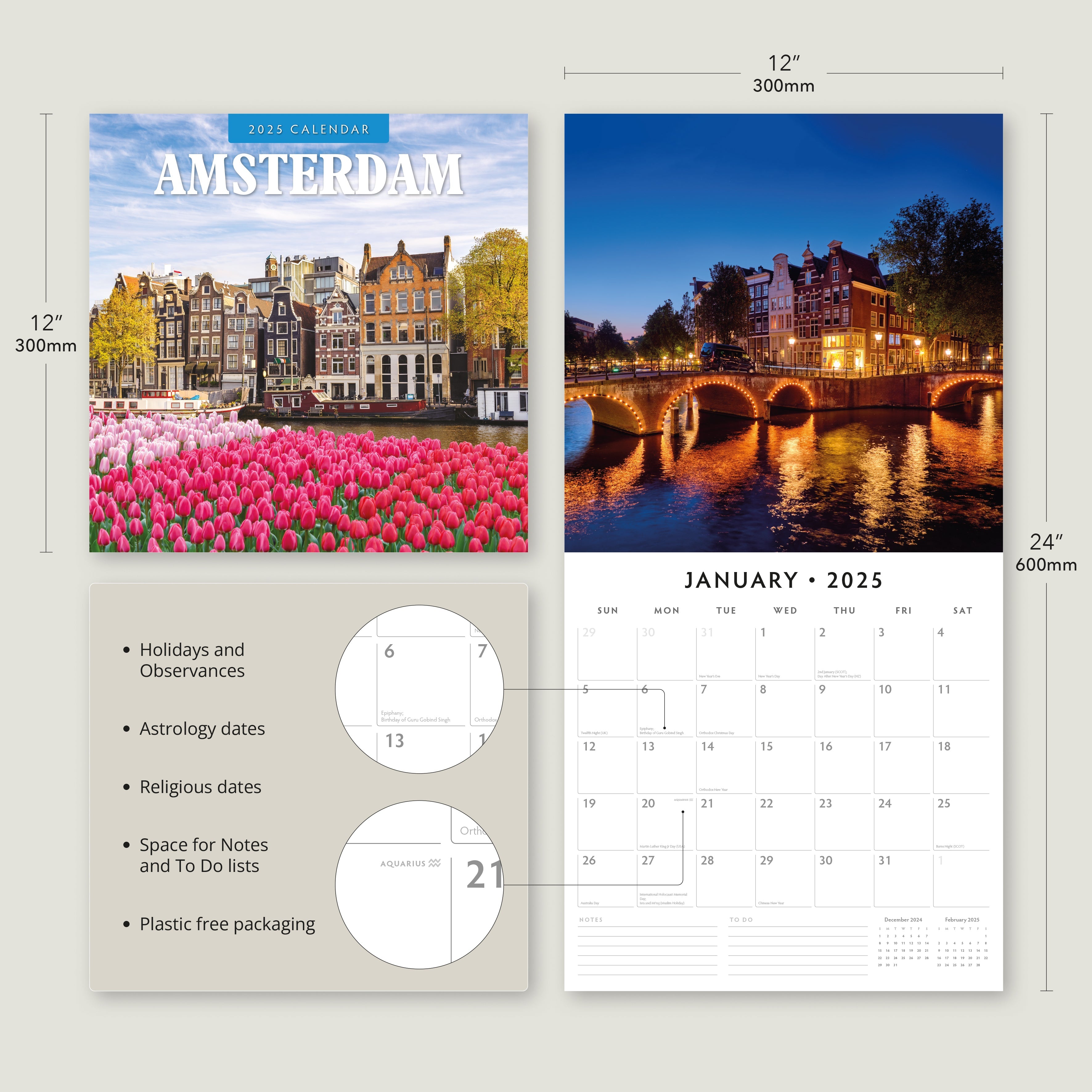 2025 Amsterdam - Square Wall Calendar