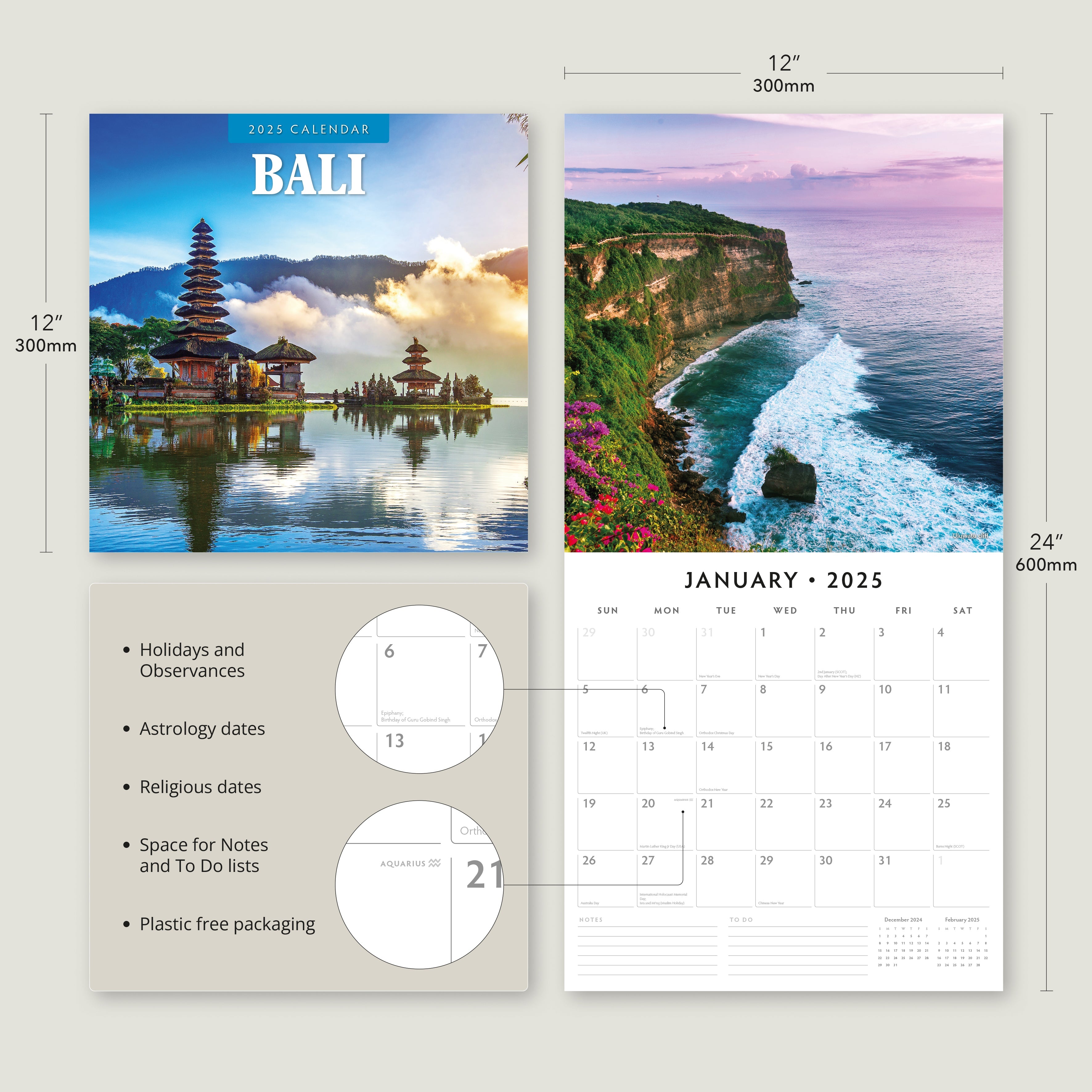 2025 Bali - Square Wall Calendar