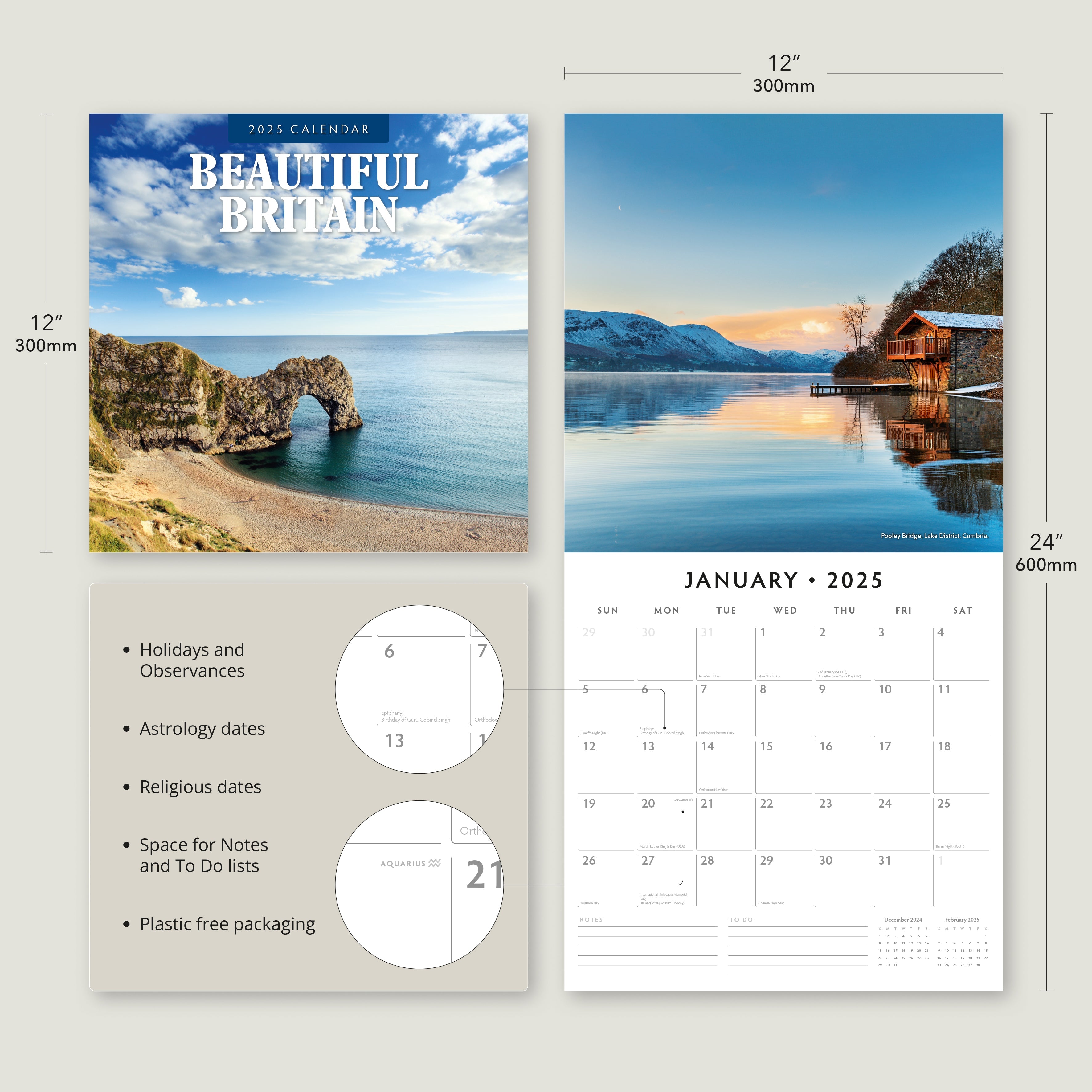 2025 Beautiful Britain - Square Wall Calendar