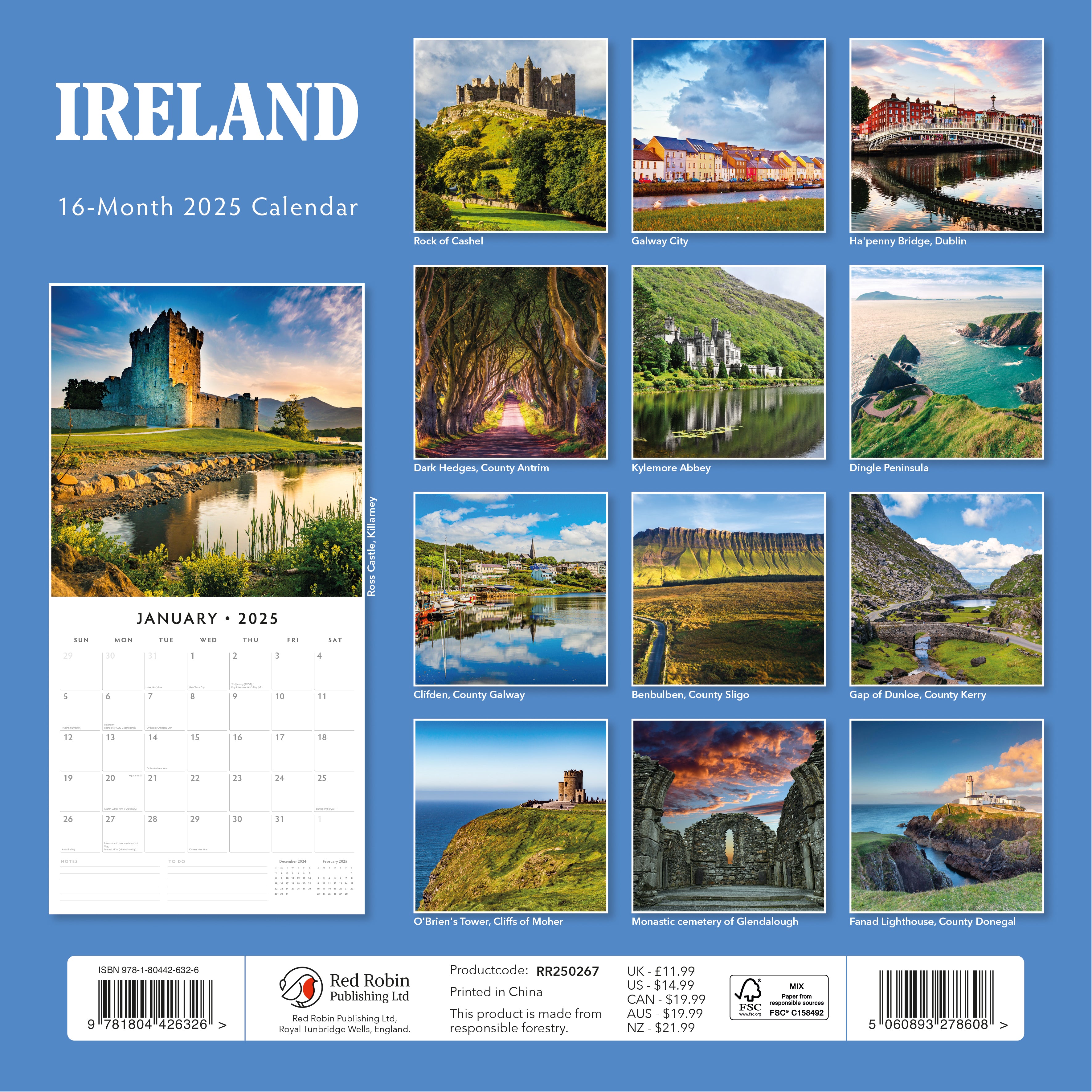 2025 Ireland - Square Wall Calendar