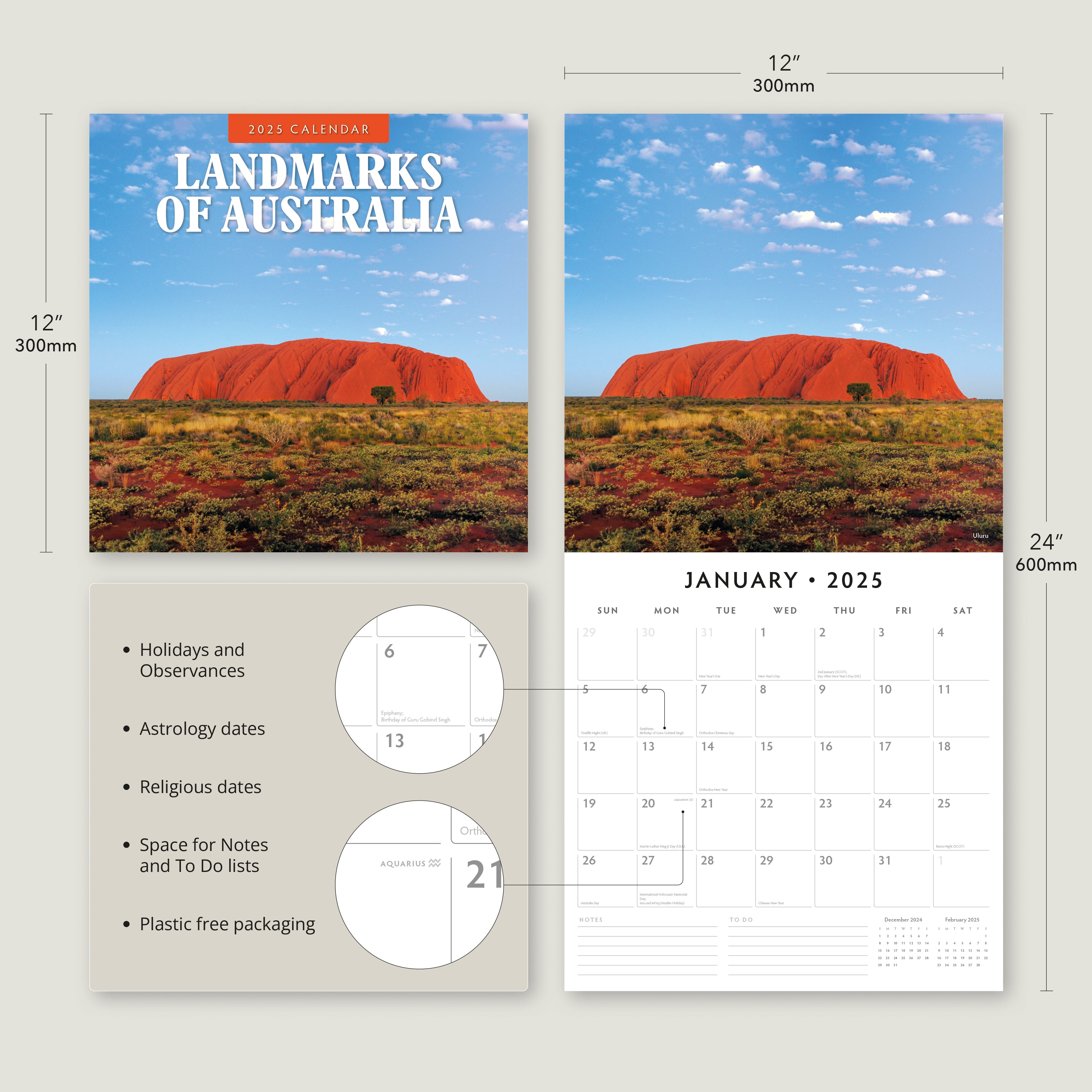 2025 Landmarks of Australia - Square Wall Calendar