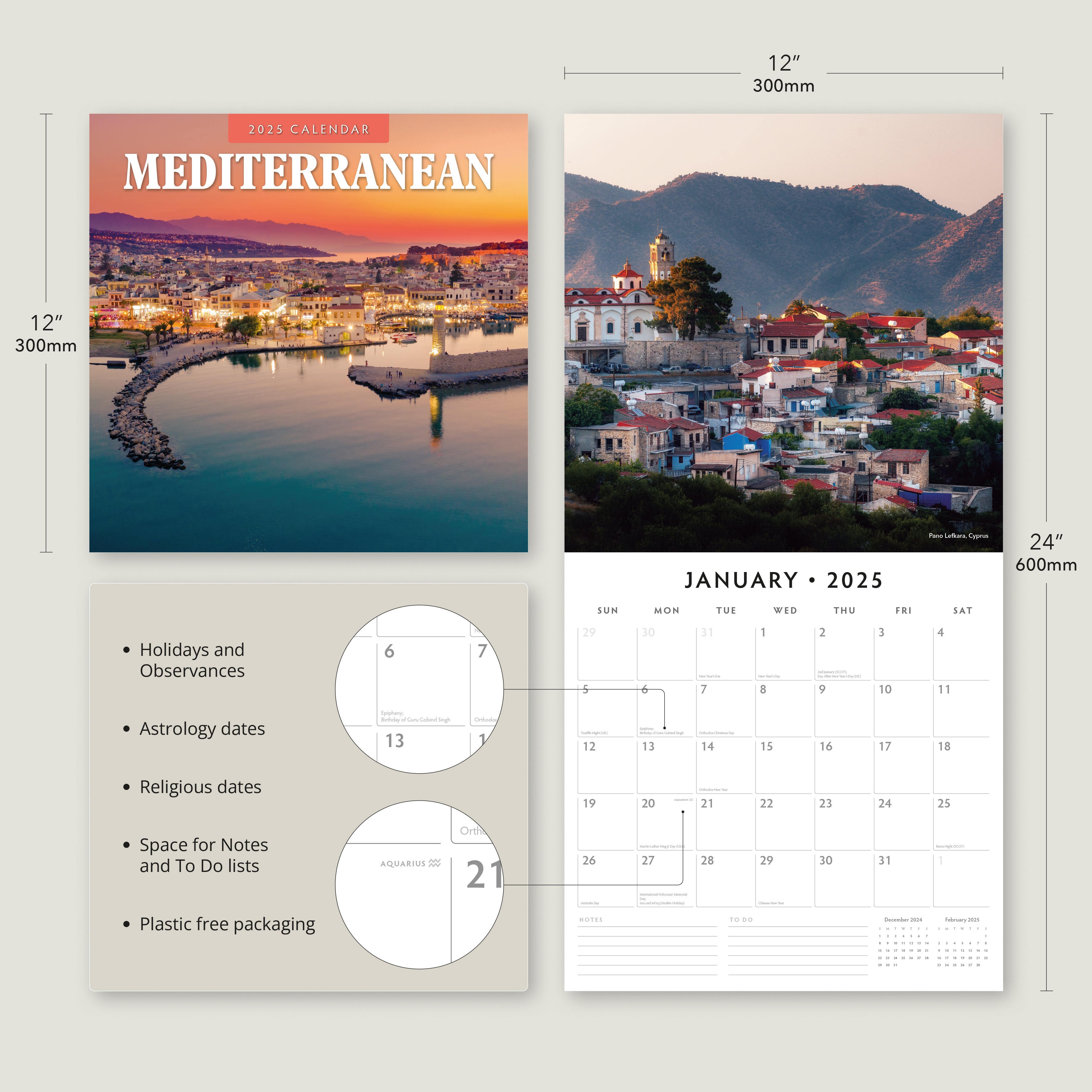 2025 Mediterranean - Square Wall Calendar