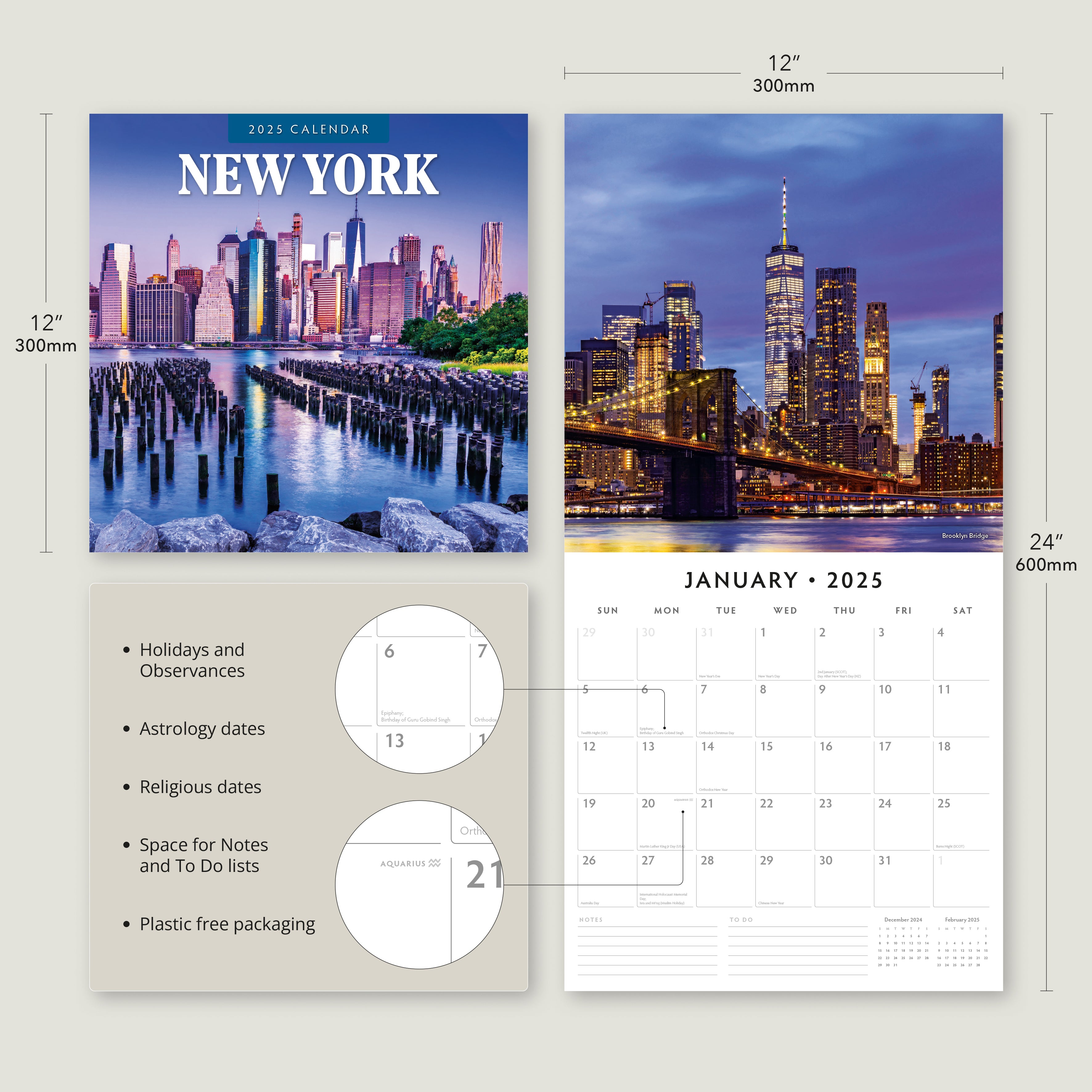 2025 New York - Square Wall Calendar