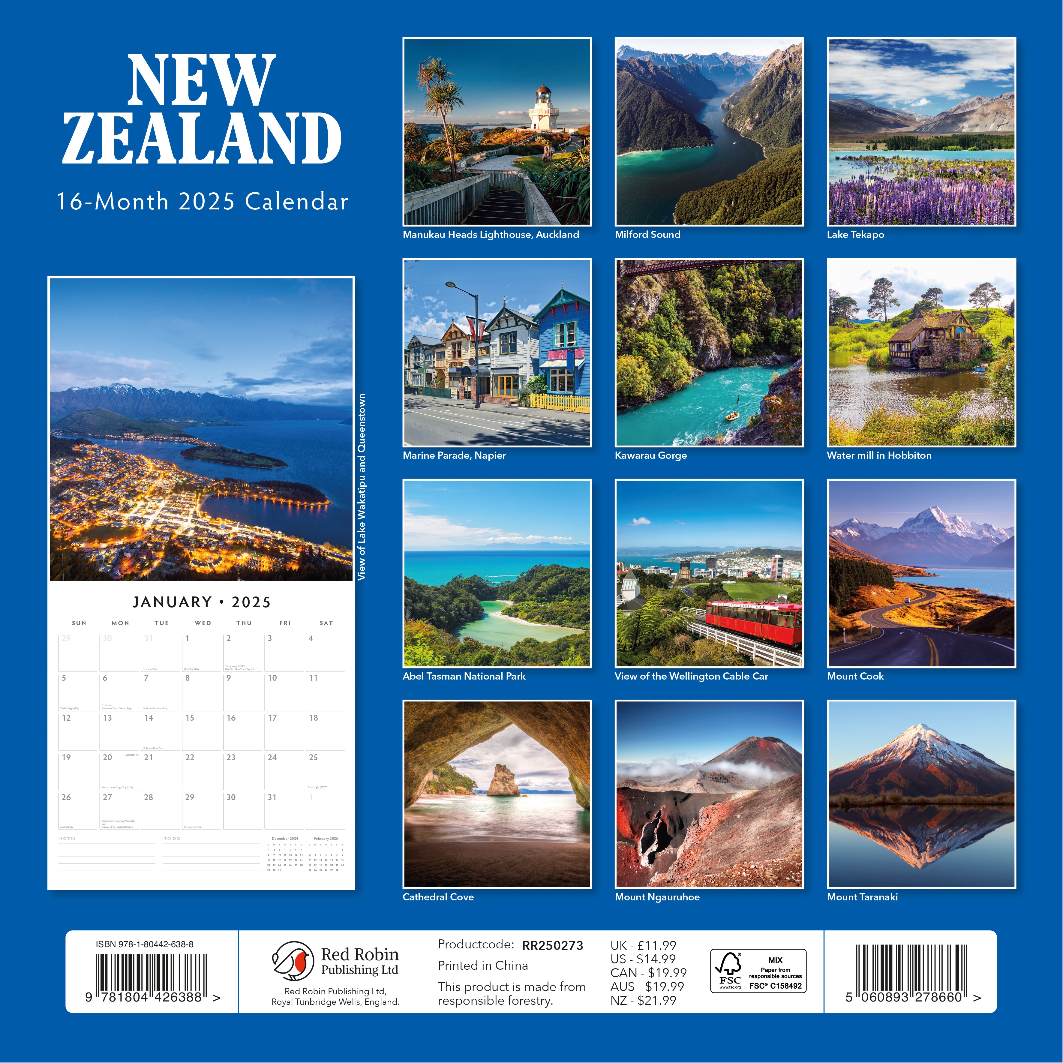 2025 New Zealand - Square Wall Calendar