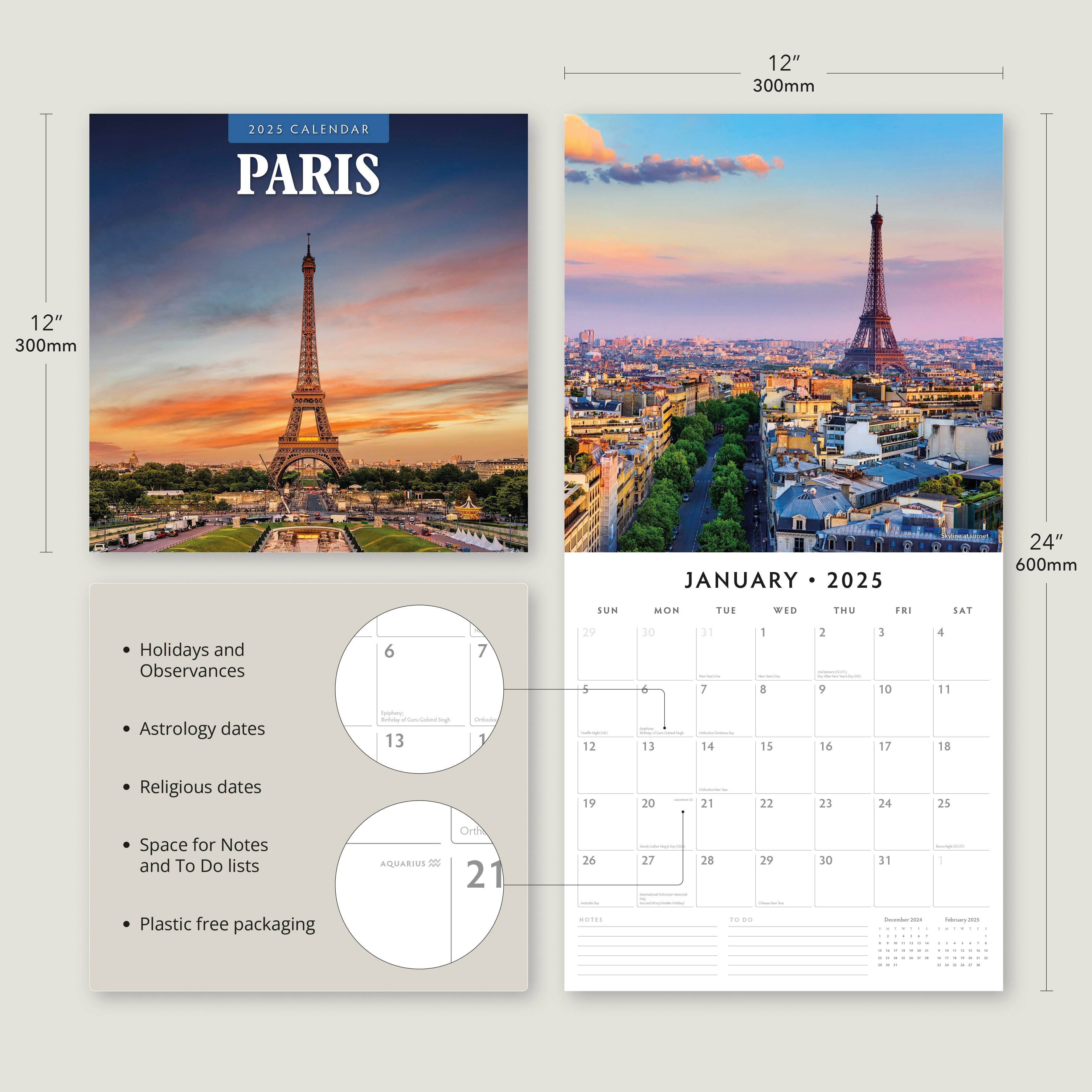 2025 Paris - Square Wall Calendar